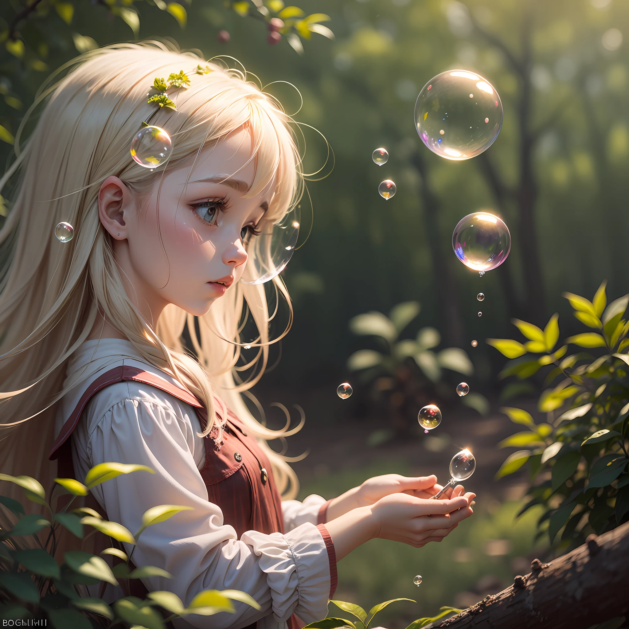 Bubbles, soap bubbles in multiple colors, bokhe, blurred nature background --auto --s2