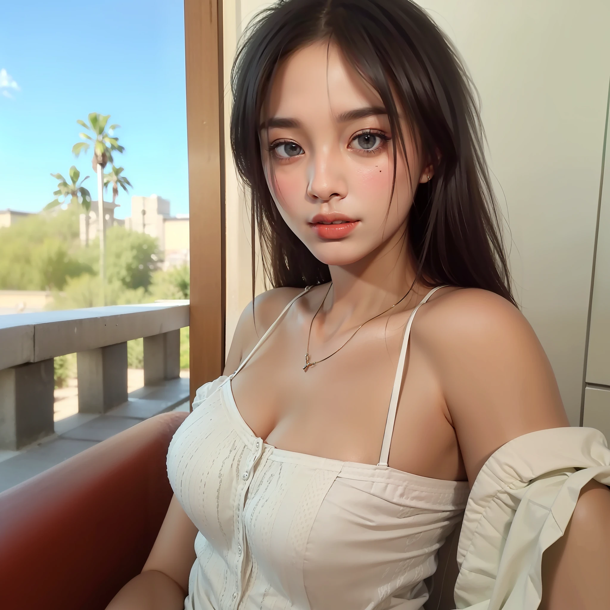 8K, Best Quality, Masterpiece, Ultra High Resolution, (Realism: 1.4), Original Photo, (Realistic Skin Texture: 1.3), (Film Grain: 1.3), (Selfie Angle) 1 Girl, Beautiful Eyes and Face Details, Masterpiece, Best Quality, Close-up, Full Body, Looking at the Viewer