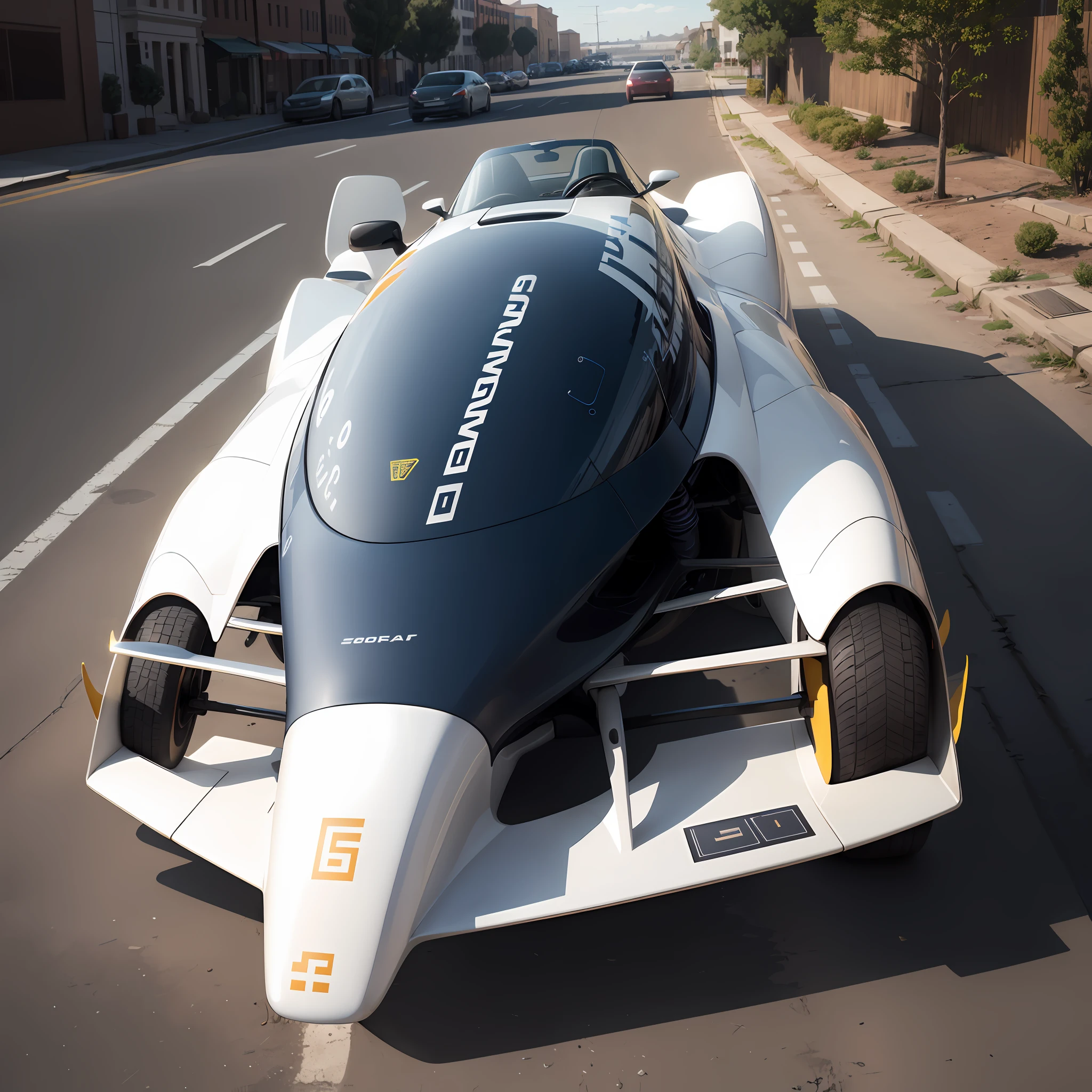 SolarpunkAI Solar Powered Car,White,4k,Hyper Realism
