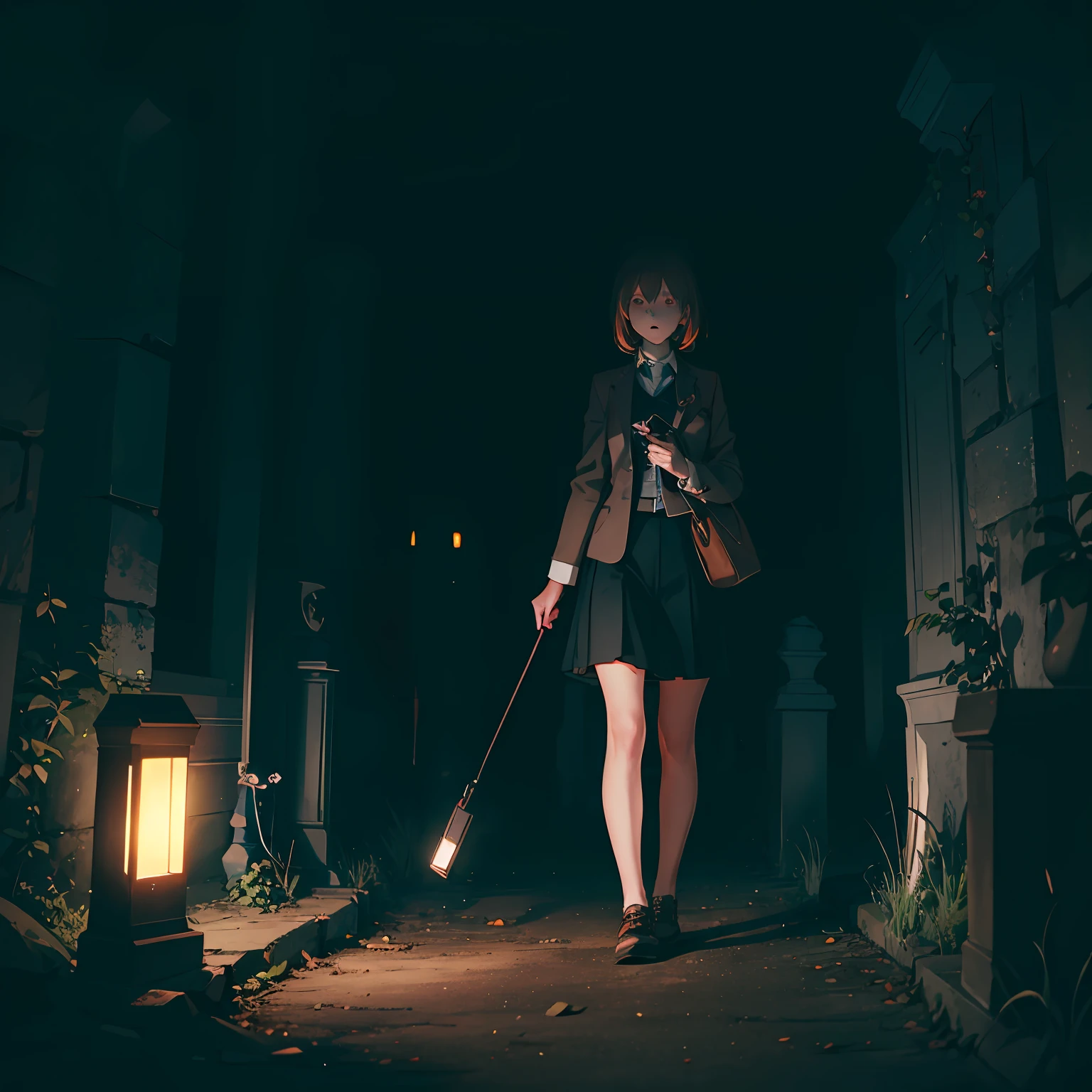 Emily made her way to the haunted cemetery alone, carrying a flashlight and a voice recorder. --auto