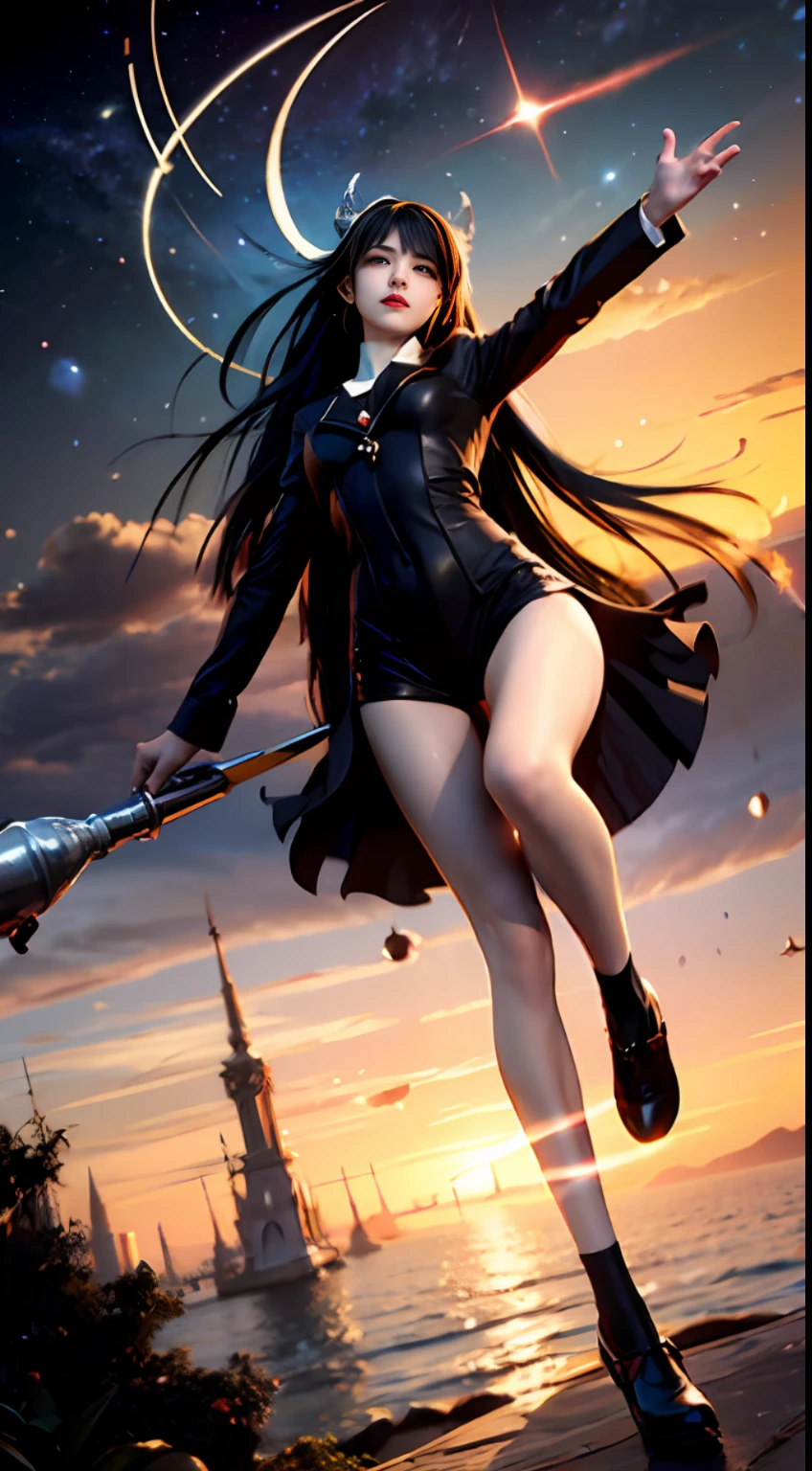 Ridiculous, High Resolution, (Masterpiece:1.4), Ultra Verbose, Space, Floating, Girl
