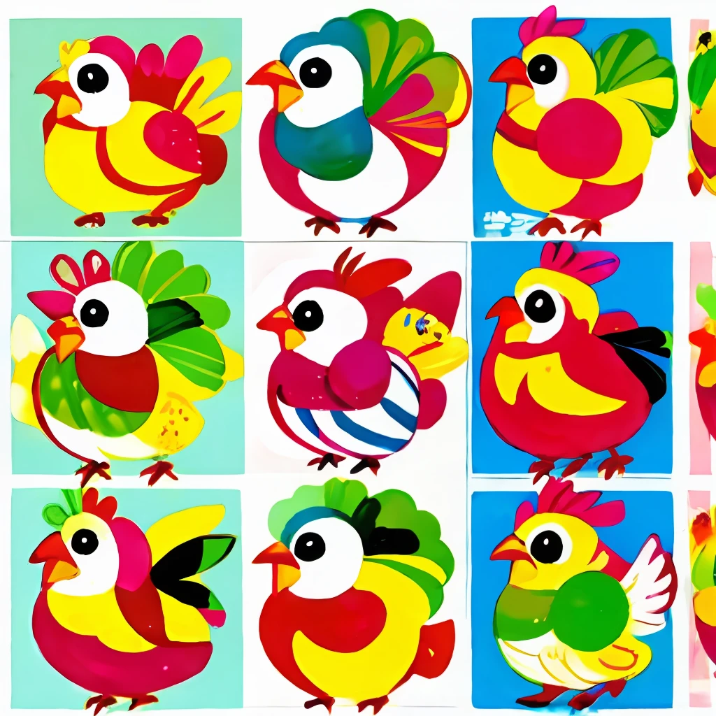 Colorful chickens