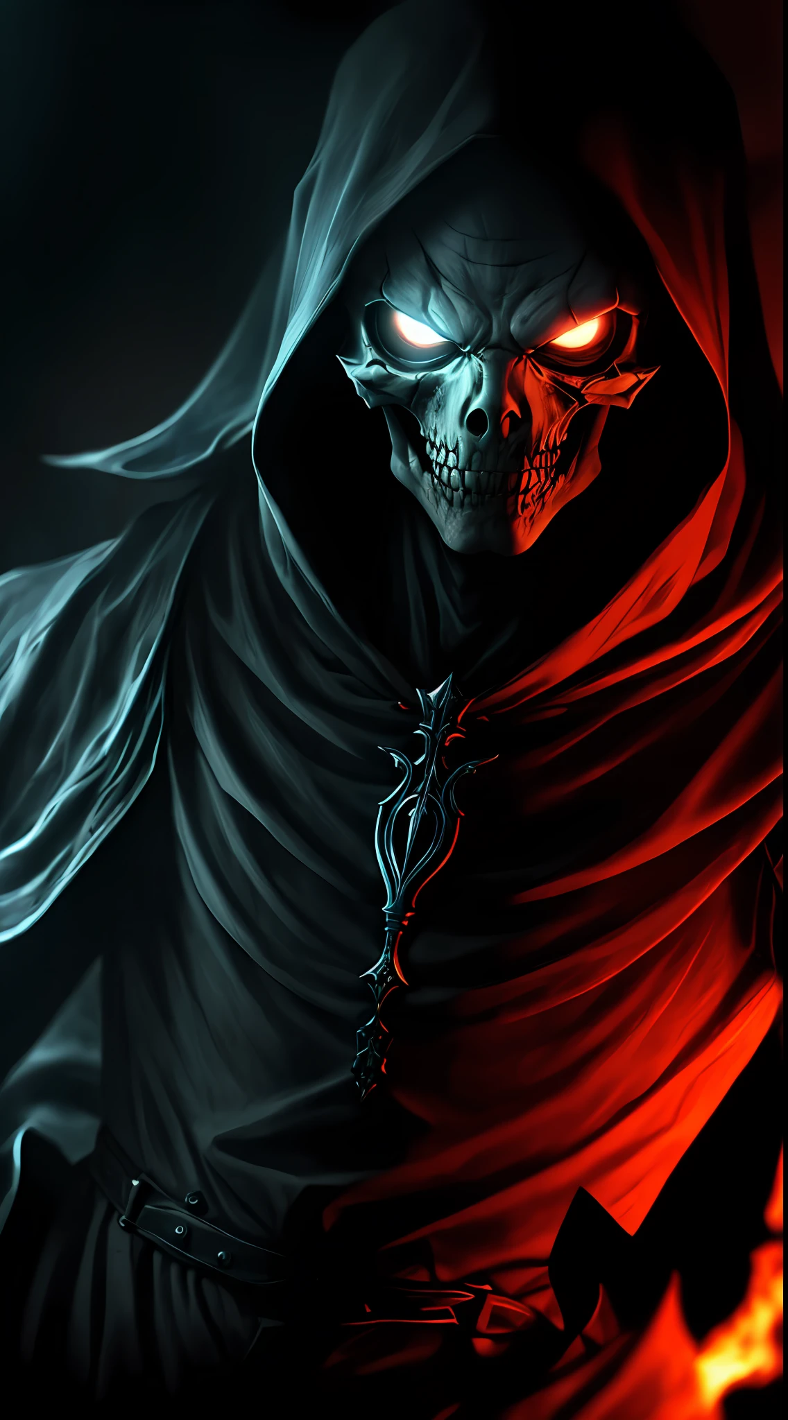 (extremely detailed 8k wallpaper), a medium shot photo of a fearful necromancer, intricate, high detail, dramatic