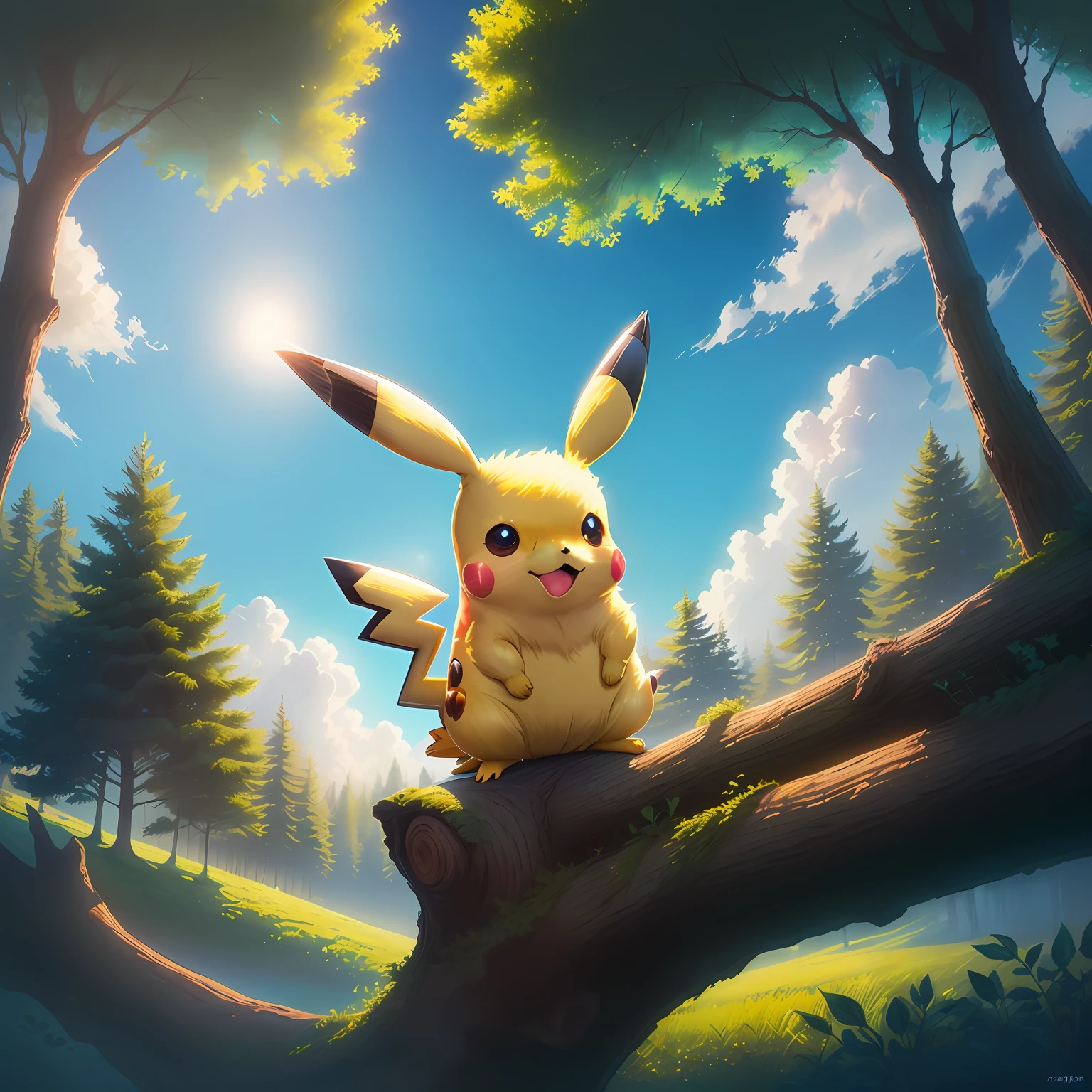 Pikachu enjoying a sunny beach --auto