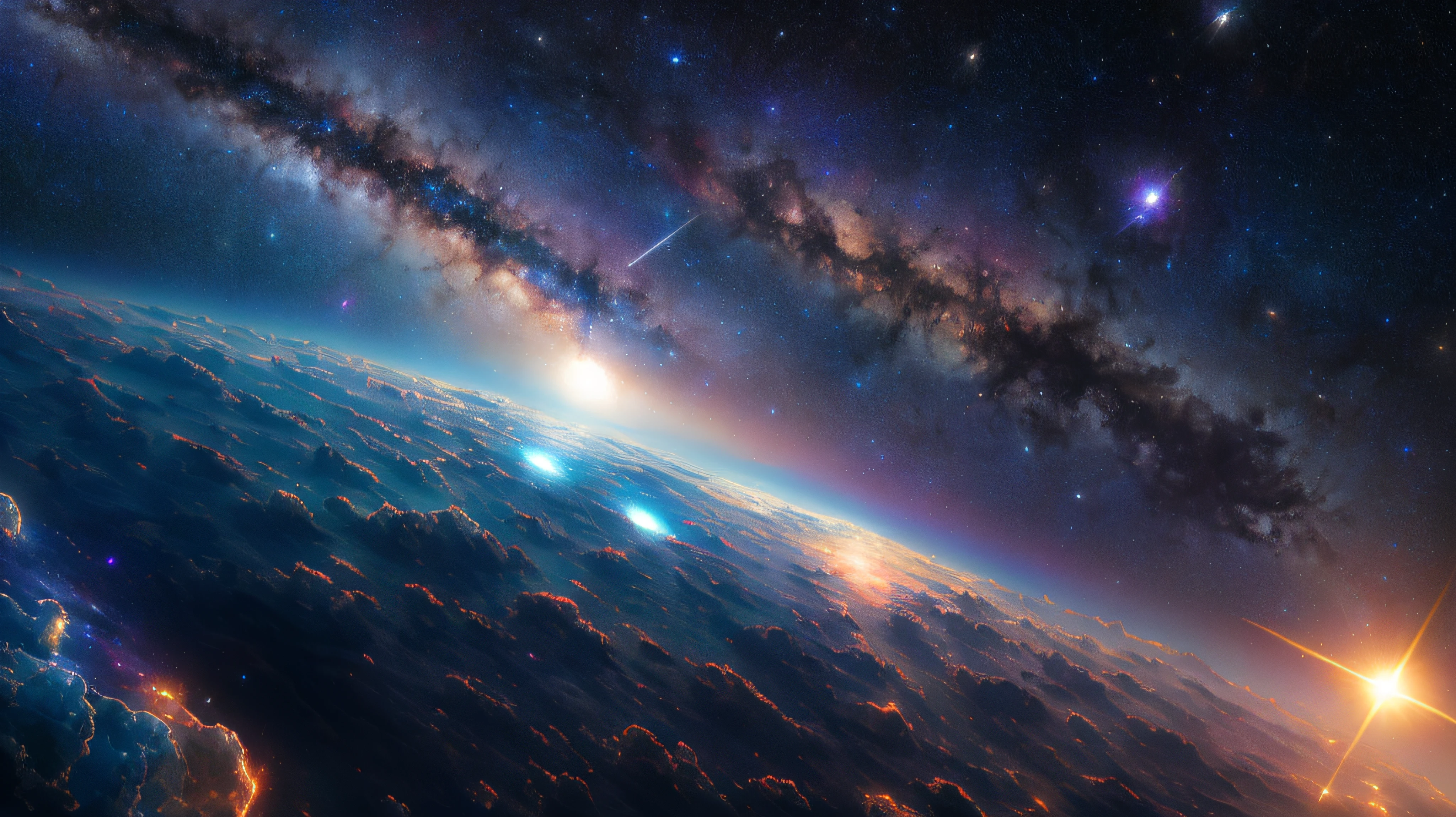 masterpiece, best quality, high quality, extremely detailed CG unity 8k wallpaper, Depth of Field, HDR,,Photorealistic,extremely detailed, Intricate, High Detail, universe, space, galaxy, stars, planets, astronomy, cosmos, celestial, nebula, black hole, solar system, cosmic rays, supernova, deep space, astronomical objects --auto