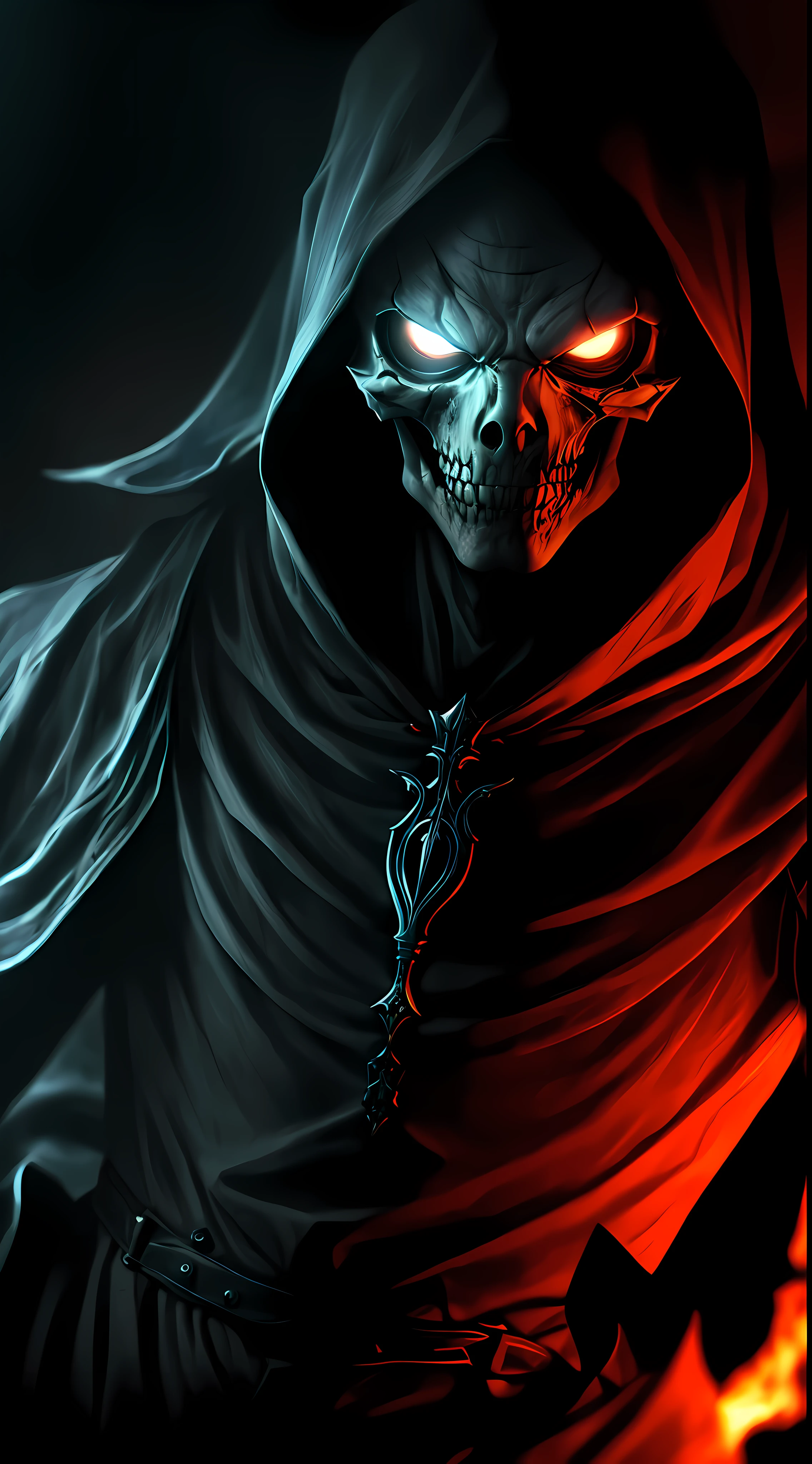 (extremely detailed 8k wallpaper), a medium shot photo of a fearful necromancer, intricate, high detail, dramatic