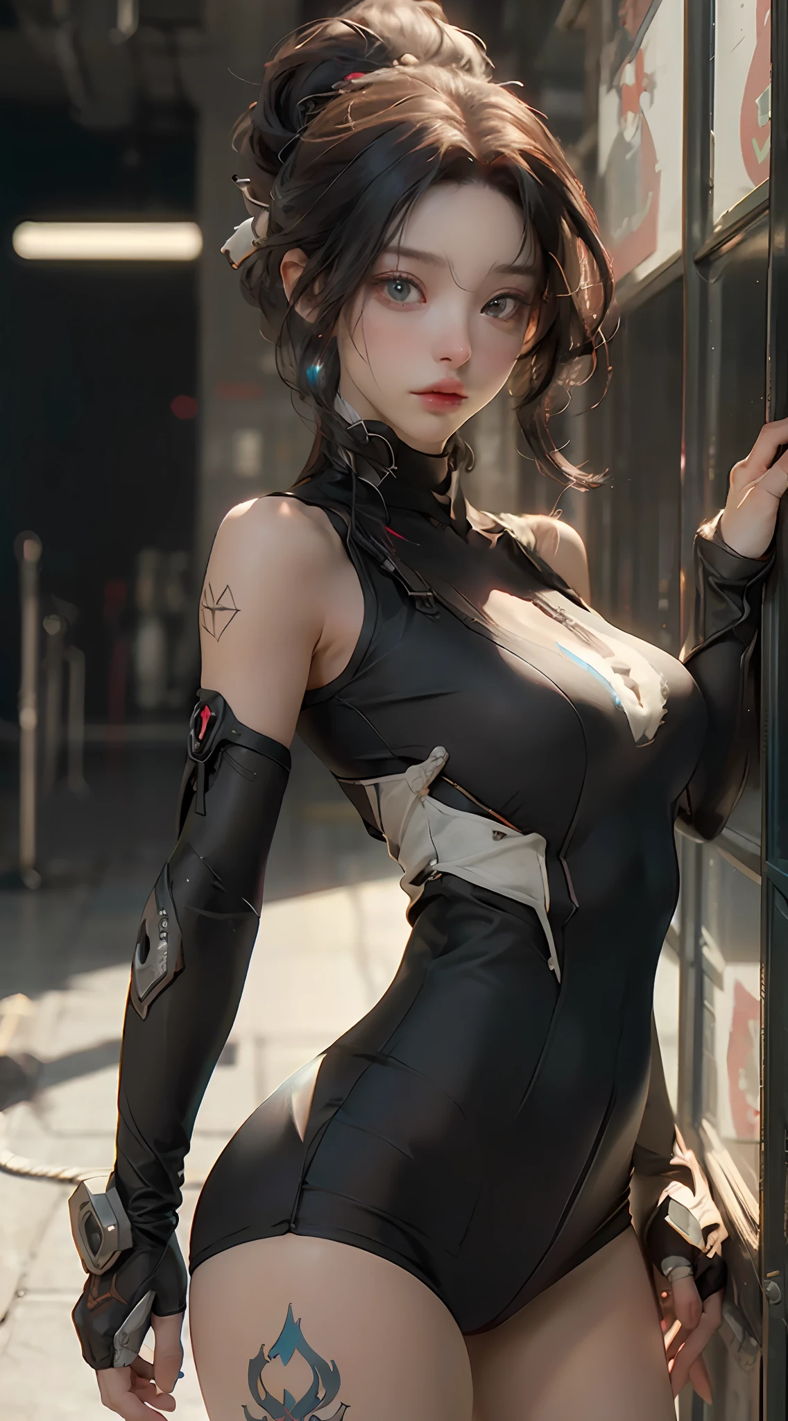 ((Best quality)), ((masterpiece)), (detailed:1.4), 3D, an image of a beautiful cyberpunk female,HDR (High Dynamic Range),Ray Tracing,NVIDIA RTX,Super-Resolution,Unreal 5,Subsurface scattering,PBR Texturing,Post-processing,Anisotropic Filtering,Depth-of-field,Maximum clarity and sharpness,Multi-layered textures,Albedo and Specular maps,Surface shading,Accurate simulation of light-material interaction,Perfect proportions,Octane Render,Two-tone lighting,Wide aperture,Low ISO,White balance,Rule of thirds,8K RAW,
