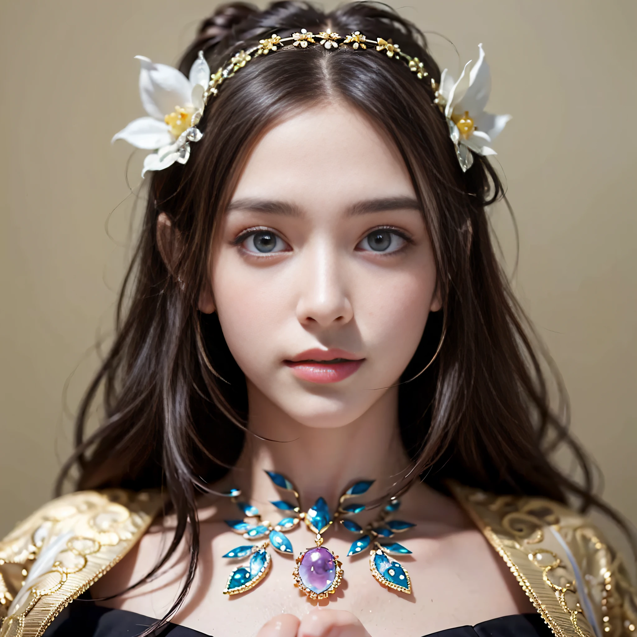 (masterpiece), (highest quality), (realistic), attractive daughter, beautiful portrait, transparent eyes, beautiful eyes, beautiful nose, beautiful mouth, pretty lips, fine-grained skin, portrait shooting, long hair, elegant long face, beautiful woman with perfect figure: 1.4,