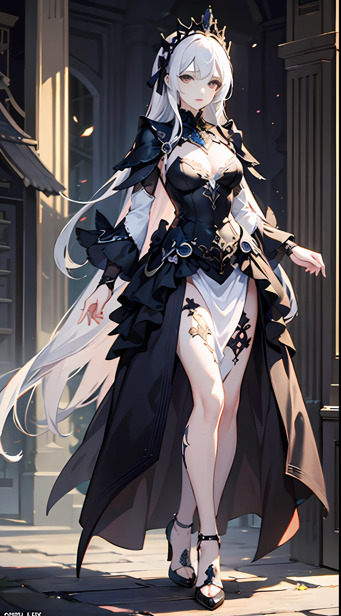 stable diffusion / 1 girl pale skin full body shot standing / perfect lighting hyper realistic official art beautiful intricate white details