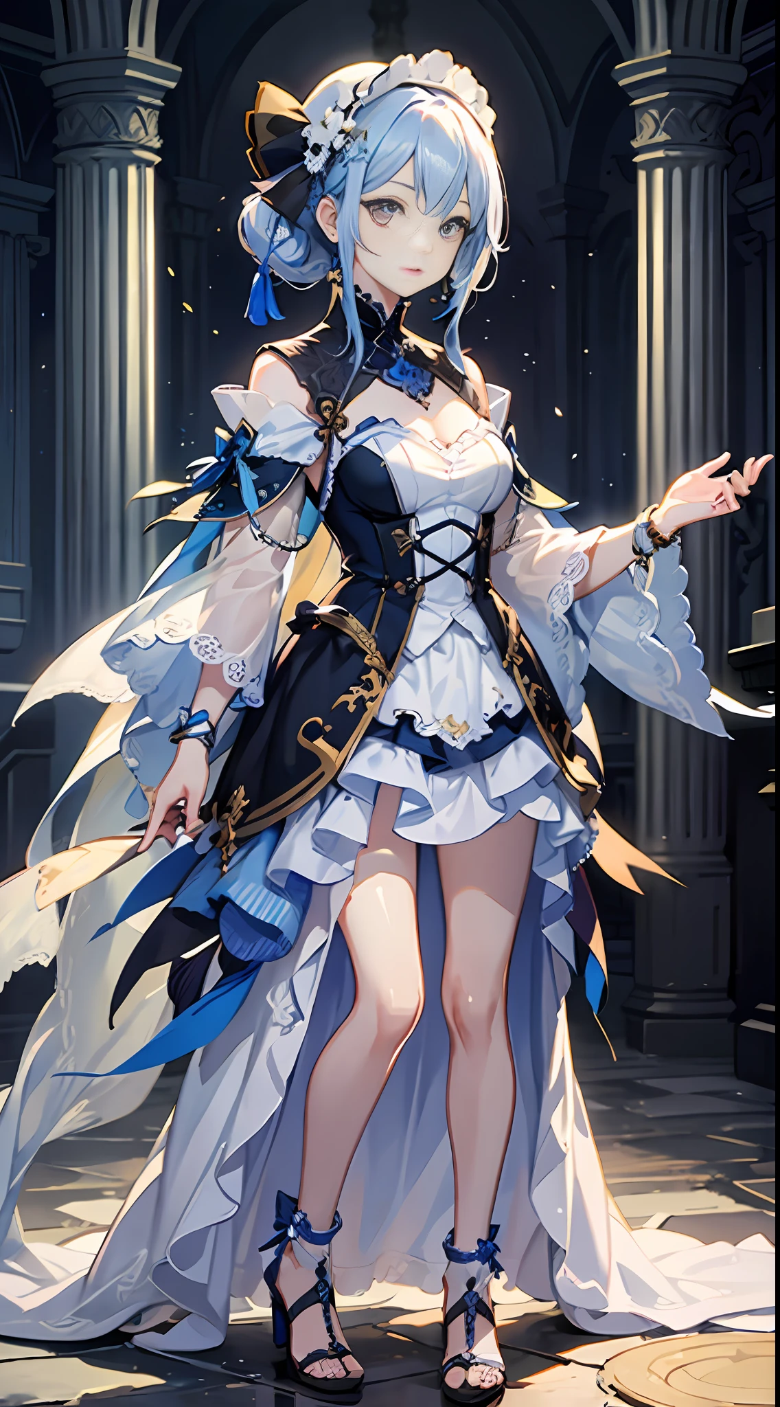 stable diffusion / 1 girl pale skin full body shot standing / perfect lighting hyper realistic official art beautiful intricate white details