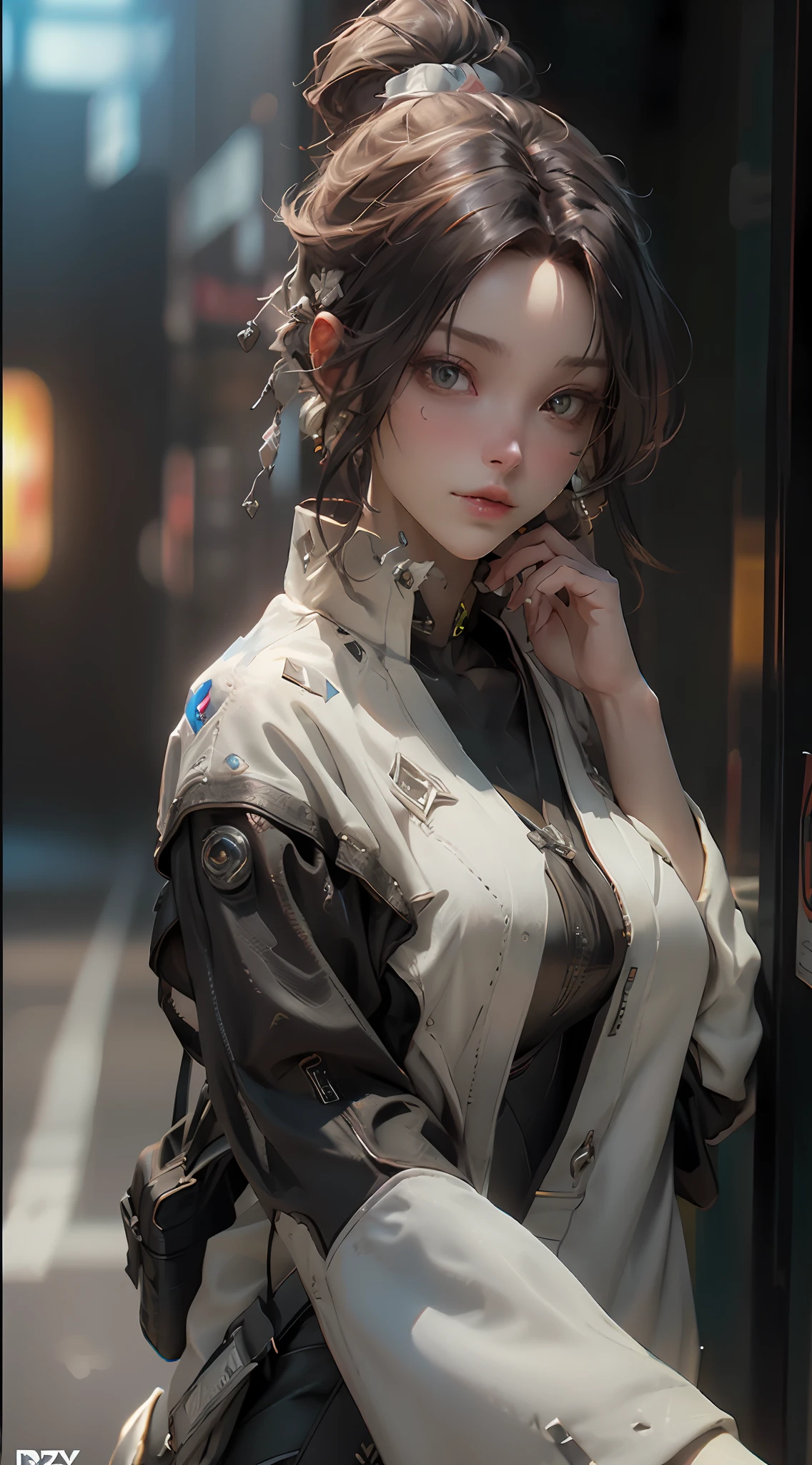 ((Best quality)), ((masterpiece)), (detailed:1.4), 3D, an image of a beautiful cyberpunk female,HDR (High Dynamic Range),Ray Tracing,NVIDIA RTX,Super-Resolution,Unreal 5,Subsurface scattering,PBR Texturing,Post-processing,Anisotropic Filtering,Depth-of-field,Maximum clarity and sharpness,Multi-layered textures,Albedo and Specular maps,Surface shading,Accurate simulation of light-material interaction,Perfect proportions,Octane Render,Two-tone lighting,Wide aperture,Low ISO,White balance,Rule of thirds,8K RAW,