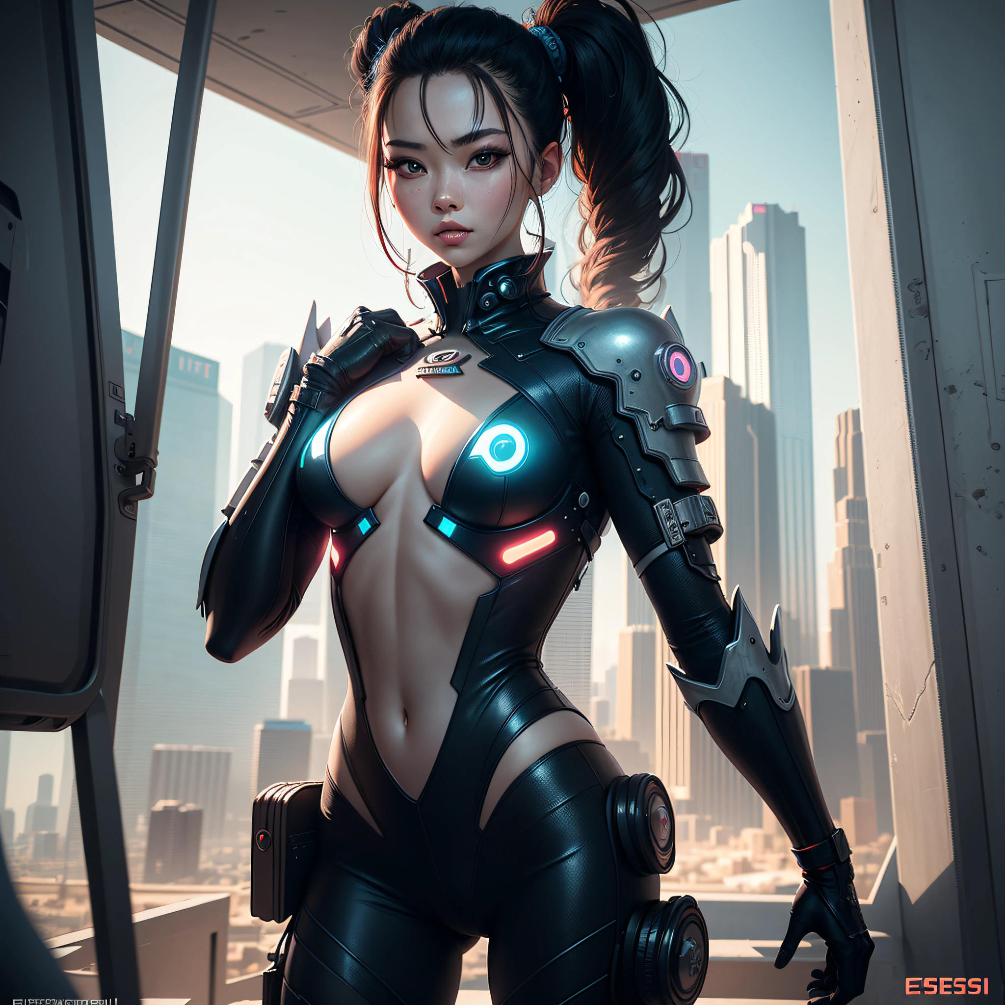 super cute Chinese giant cyberpunk , las vegas in the future, esplosioni, forte vento, center composition, bright colors, light and shade contrast, ultra high detail, 4k, flat illustration --auto