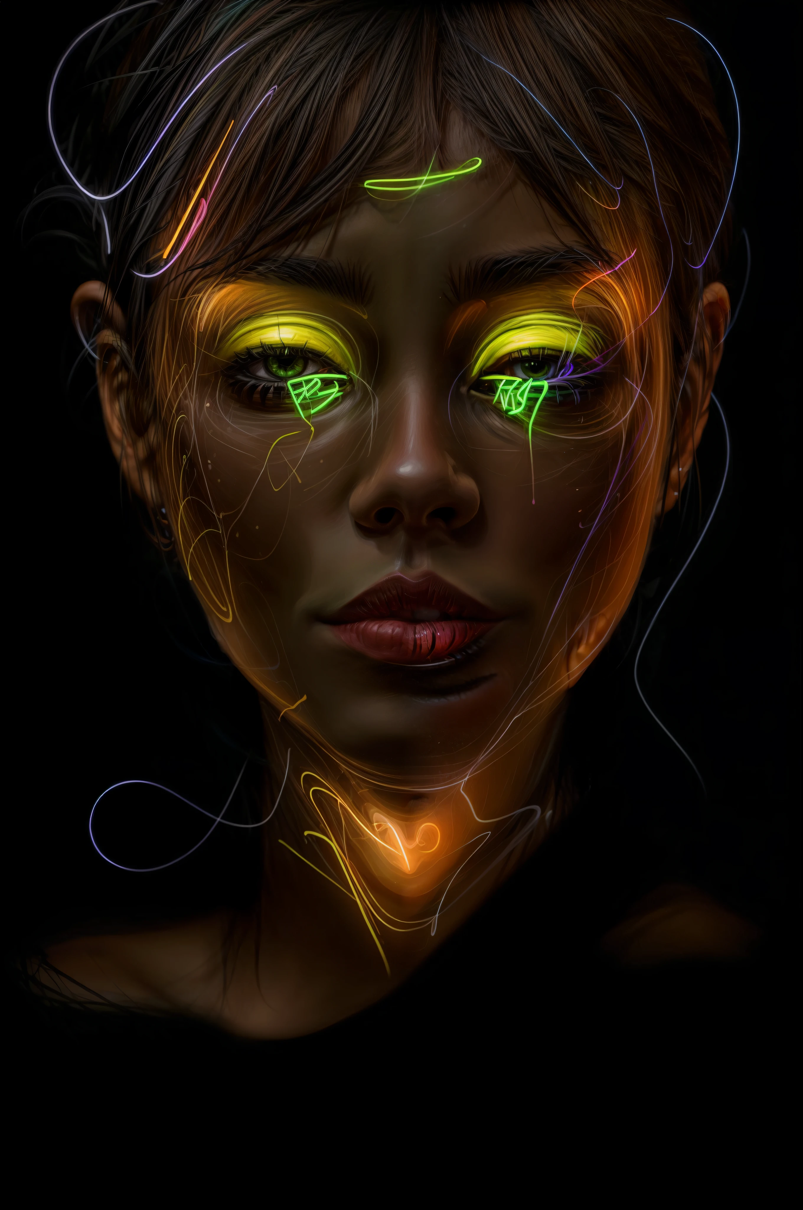 a close up of a person with a glowing face and a neon head, an expressive digital painting, the nonlinear. digital painting, portrait of a digital shaman, #1 digital painting of all time, # 1 digital painting of all time, portrait digital art, digital painting - n 5, smooth. digital painting, face illuminated, digital portrait, detailed glowing head