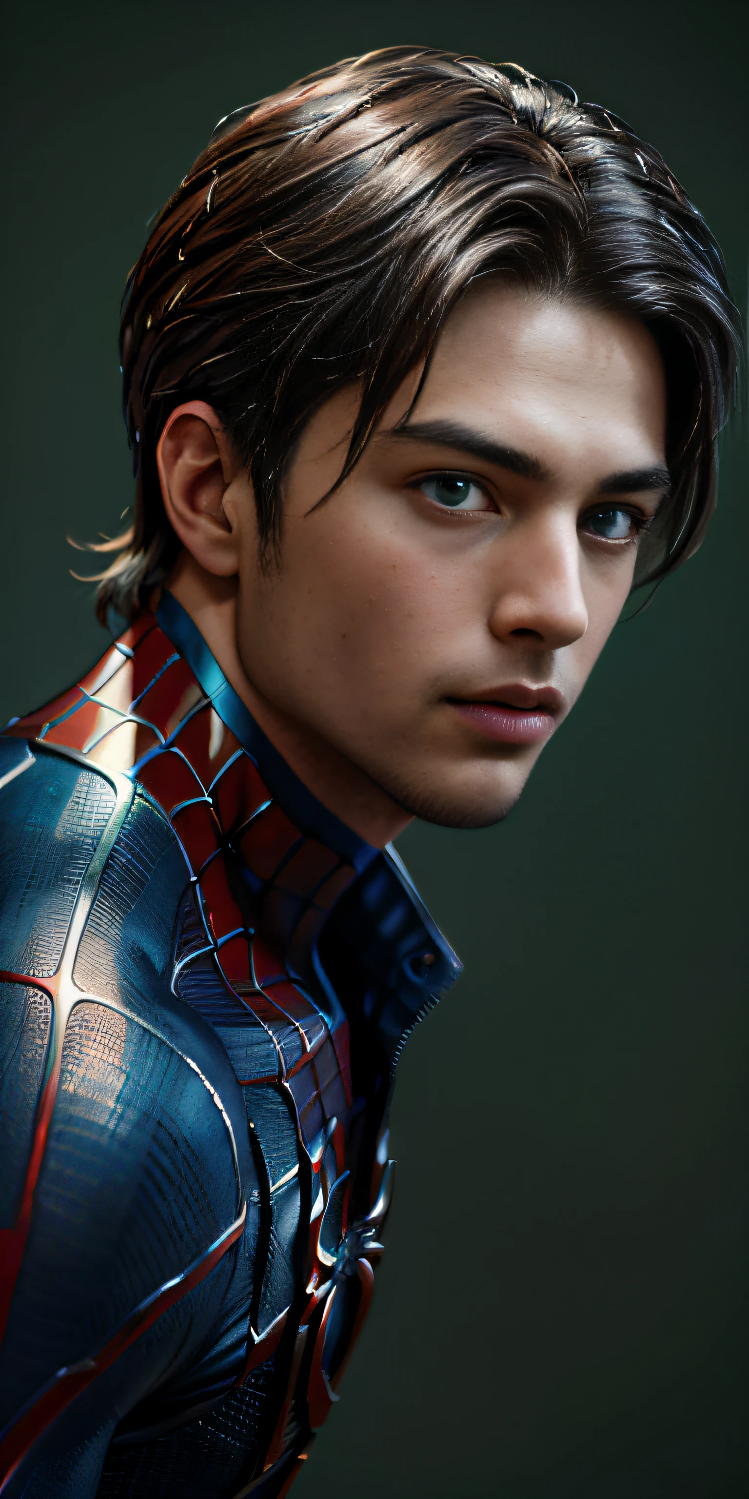 (1men: 1.3), solo, ((very detailed face)))), (((very detailed eyes and face)))), muscled, beautiful detail eyes, full body, full body, official art, 8k unified wallpaper, super detailed, beautiful and beautiful, beautiful, masterpiece, best quality, original, masterpiece, super fine photo, best quality, super high resolution, realistic realism, sunlight, full body portrait, amazing handsome, dynamic pose, delicate face, vibrant eyes, (from the front), American man in Spider-Man suit, muscular, muscular, red and black color scheme, solid green background, detailed face, messy skin, beautiful, highly detailed, realistic skin details, clear focus, 8k UHD, DSLR, high quality, film grain, light skin, photorealism, lomography, translucent, (cyberpunk: 1.2), (semi-mechanical body: 1.2)