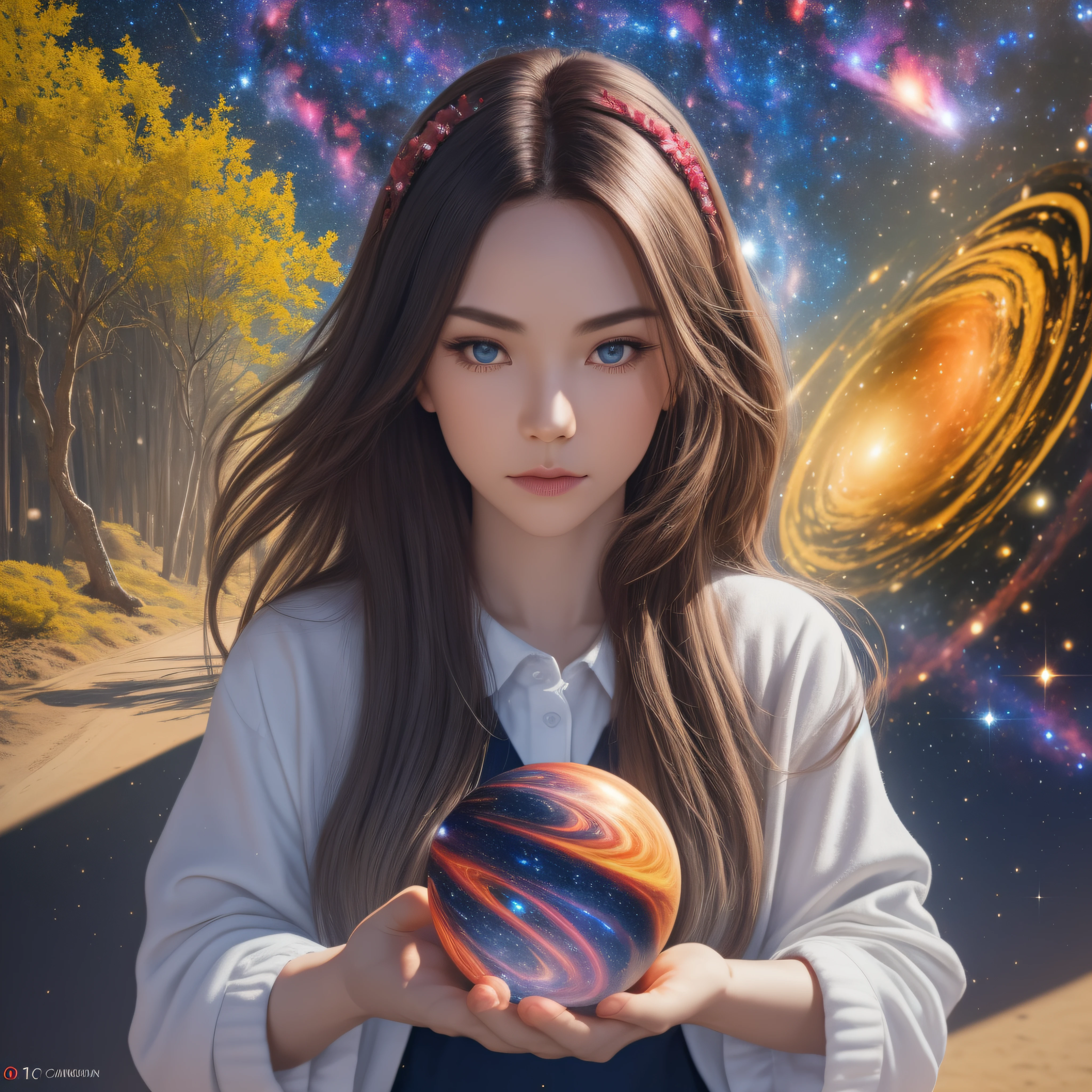 (Jesus Christ, (creator of galaxies + galaxies in the background:1.2), (Planet Earth:0.8)) with the world in the palm of his hands, professional image, wide photo, insanely realistic, with with dramatic lighting, 20 megapixels, canon eos r3, depth of field, masterpiece, best quality, intricate, tone mapped, highly detailed, smooth, sharp focus, highly detailed art, cinematic, hyper realistic, 8K, incredible shadows, realistic, (highly detailed background: 1.0)