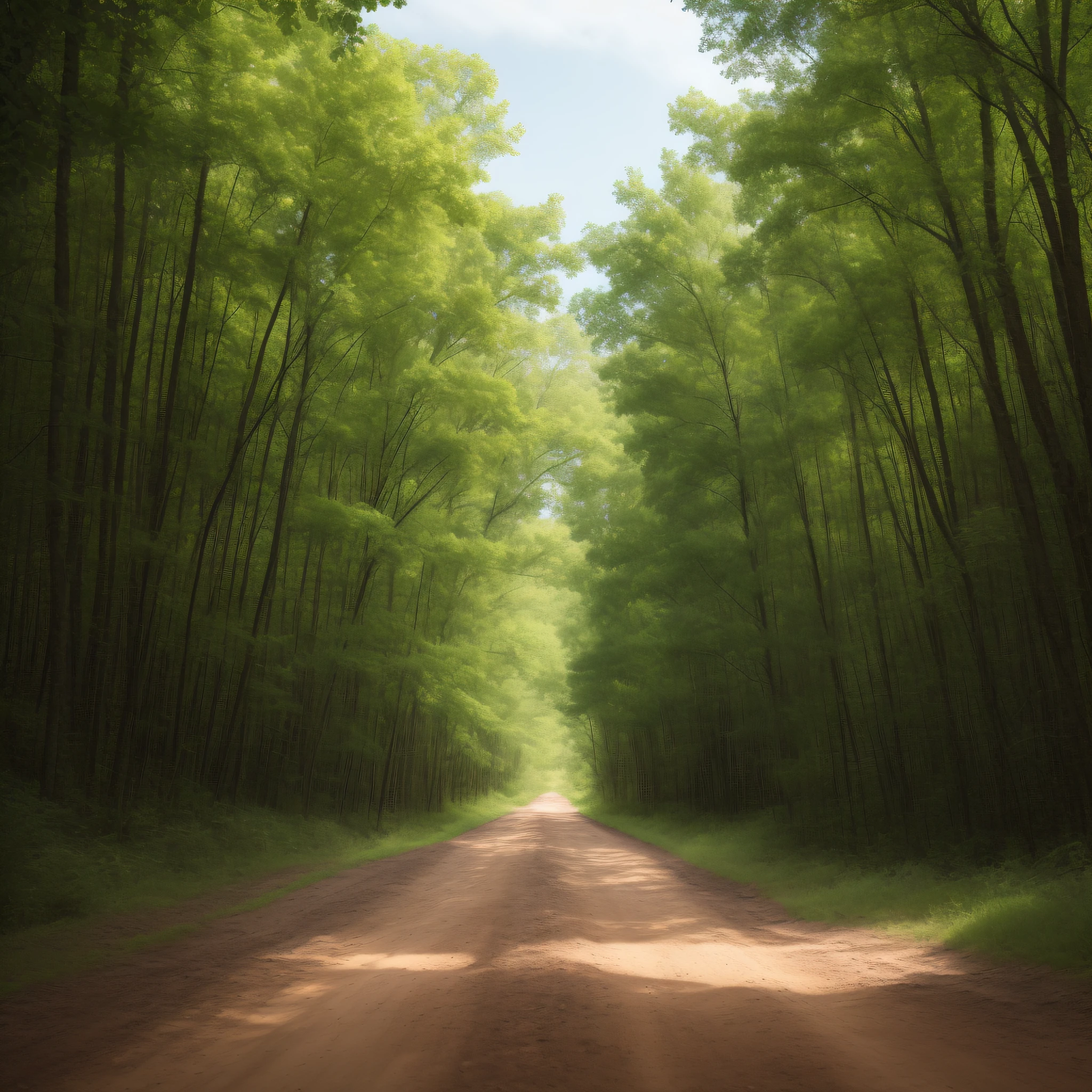 a photo, forest, with dirt road, 8k, ultra realistic, RAW photo, highly detailed --auto