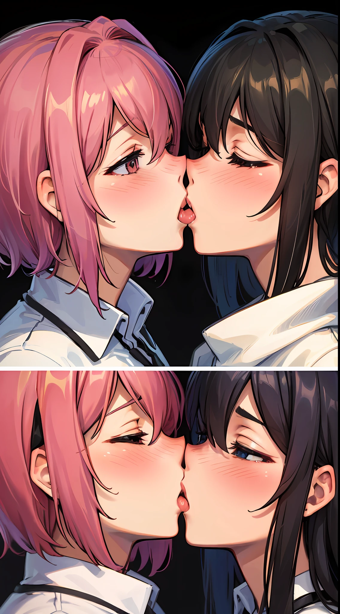 Just face, focused only on lesbian kiss faces. Tongue out, sweaty ((blush)lesbian kiss, lesbian hug, kiss each other, kiss together, , kiss together perfectly, beautiful, goddess, two beautiful women in love,