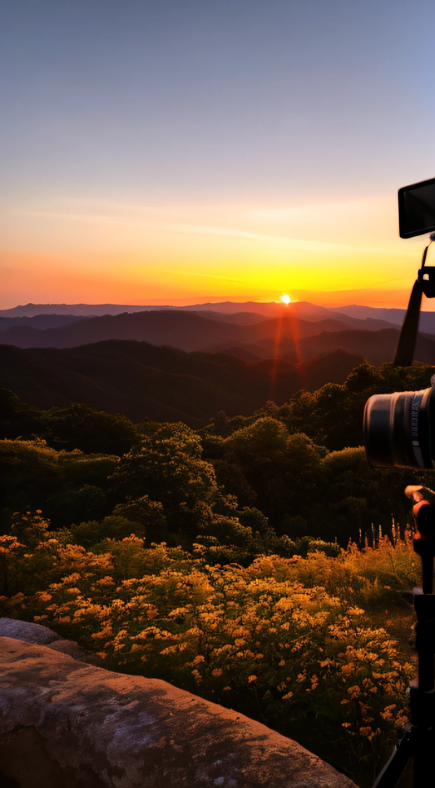 Sunset, evening glow, distant view, realistic, rich colors, gorgeous and colorful, wide-angle lens, shooting in the evening, positive film, naturalistic style, high-definition filming.
