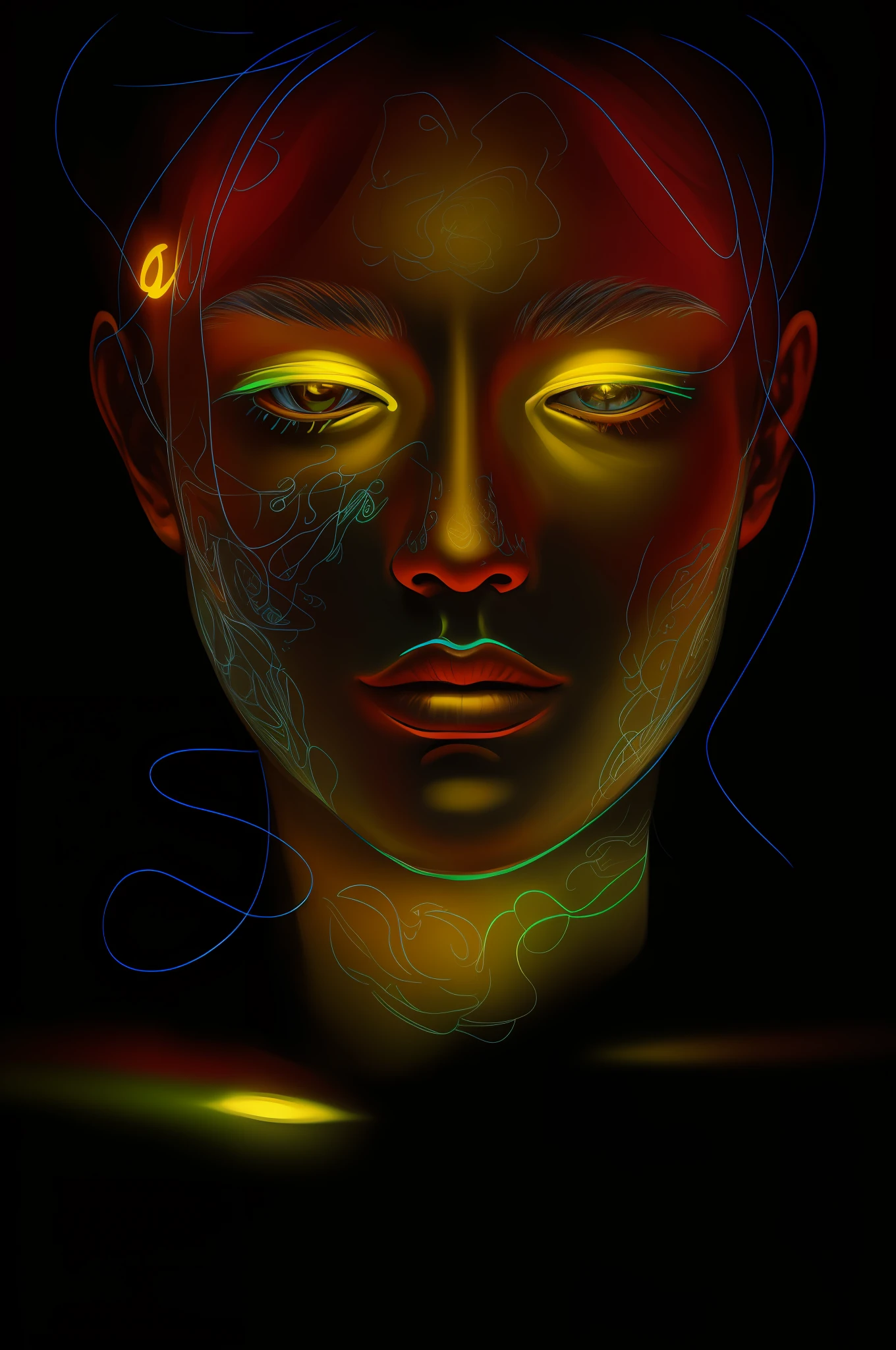 a close up of a person with a glowing face and a neon head, an expressive digital painting, the nonlinear. digital painting, portrait of a digital shaman, #1 digital painting of all time, # 1 digital painting of all time, portrait digital art, digital painting - n 5, smooth. digital painting, face illuminated, digital portrait, detailed glowing head