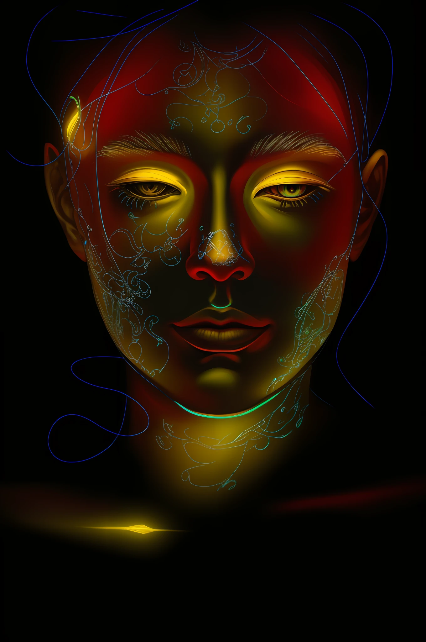 a close up of a person with a glowing face and a neon head, an expressive digital painting, the nonlinear. digital painting, portrait of a digital shaman, #1 digital painting of all time, # 1 digital painting of all time, portrait digital art, digital painting - n 5, smooth. digital painting, face illuminated, digital portrait, detailed glowing head