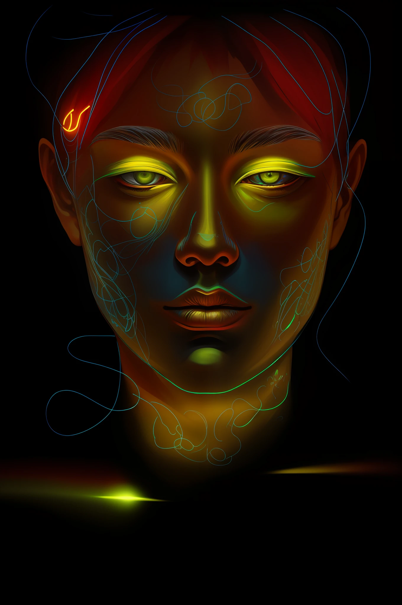 a close up of a person with a glowing face and a neon head, an expressive digital painting, the nonlinear. digital painting, portrait of a digital shaman, #1 digital painting of all time, # 1 digital painting of all time, portrait digital art, digital painting - n 5, smooth. digital painting, face illuminated, digital portrait, detailed glowing head