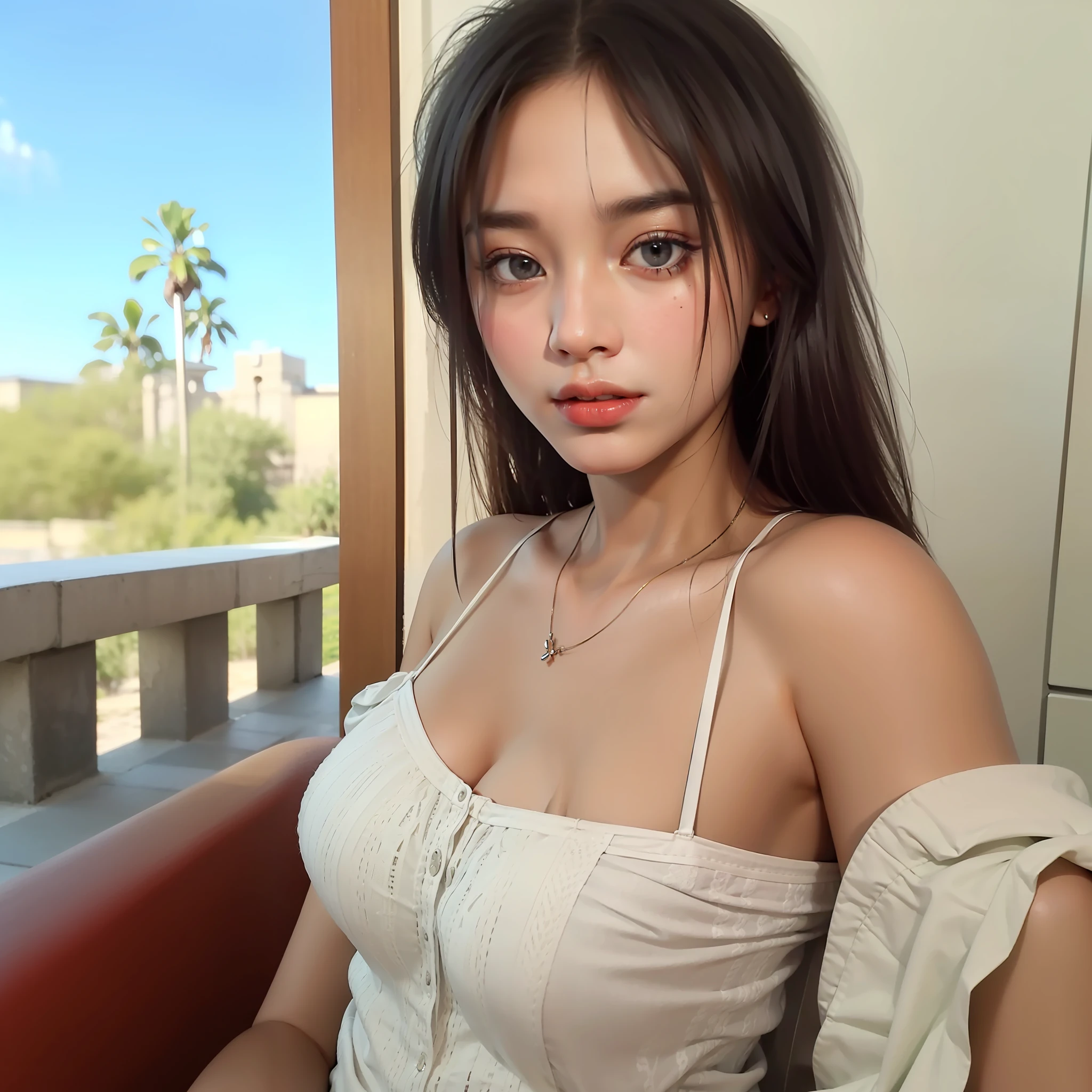 8K, Best Quality, Masterpiece, Ultra High Resolution, (Realism: 1.4), Original Photo, (Realistic Skin Texture: 1.3), (Film Grain: 1.3), (Selfie Angle) 1 Girl, Beautiful Eyes and Face Details, Masterpiece, Best Quality, Close-up, Full Body, Looking at the Viewer