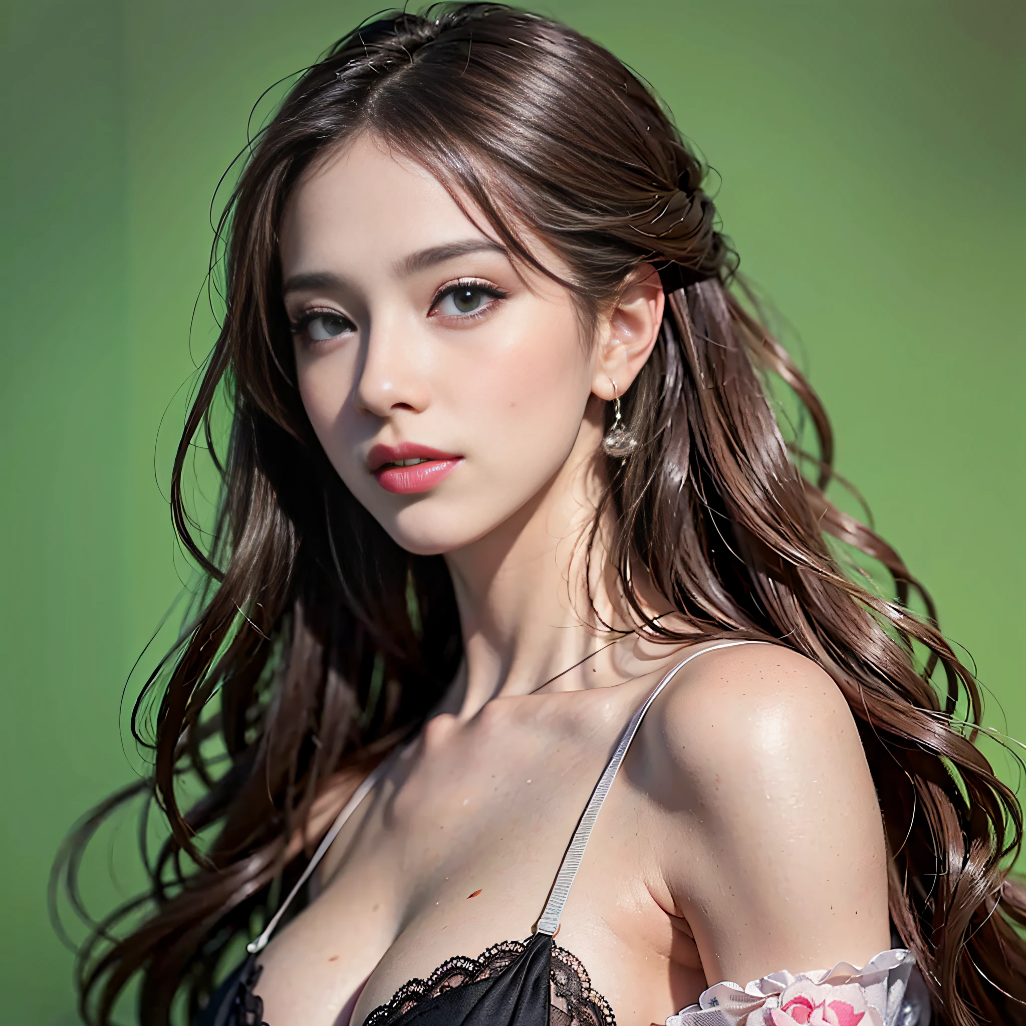 (masterpiece), (highest quality), (realistic), attractive daughter, beautiful portrait, transparent eyes, beautiful eyes, beautiful nose, beautiful mouth, cute lips, fine-grained skin, portrait shooting, long hair, elegant face, beautiful woman with perfect body shape: 1.4, ultra-realistic painting: 1.4, ultra-precision painting: 1.4