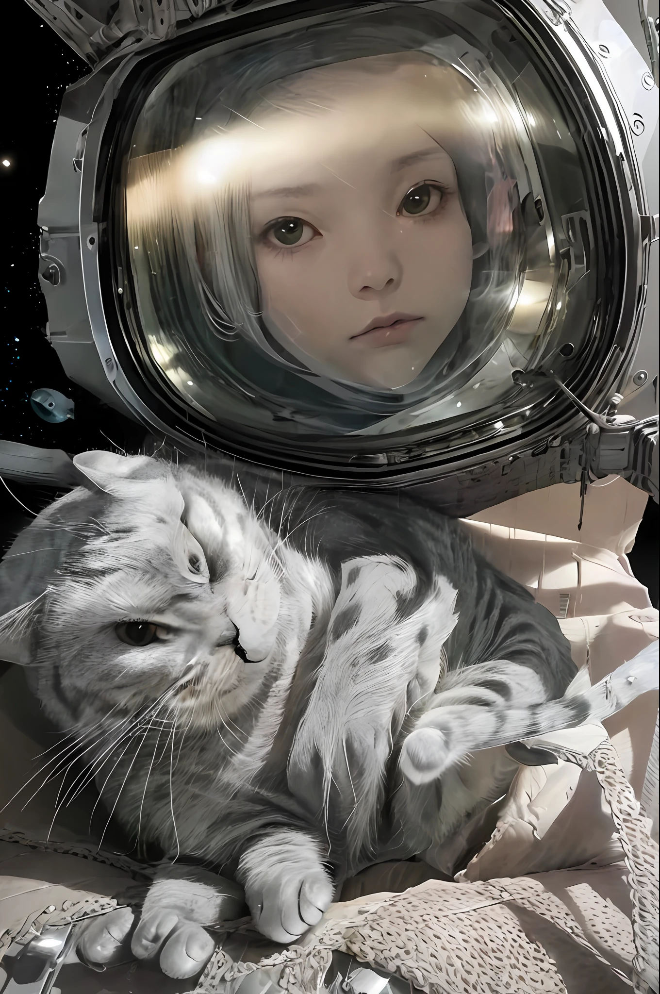 ((best quality)),((masterpiece)),(detailed),(realistic:1.4),ultra high res,Highly detailed,(raw photo:1.2),(photorealistic:1.4),Exceptional detail,dramatic lighting,highres,8k,absurdres,1cat,meloncat,((space helmet)),astronaut,flying cat,universe,aliens,alien space ship,spaceship light on cat,hand POV,earth,animal focus,animal,no humans,realistic,looking at viewer,