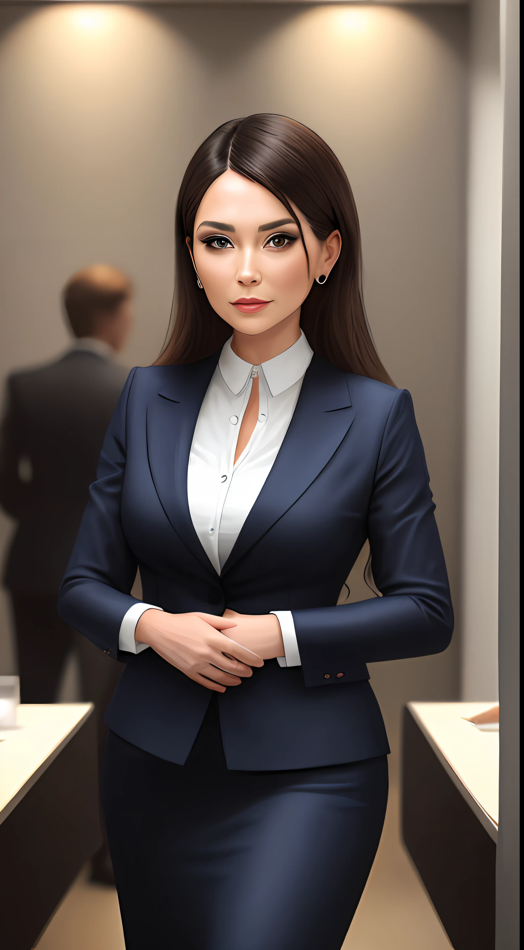 a woman ready for a meeting merging my face