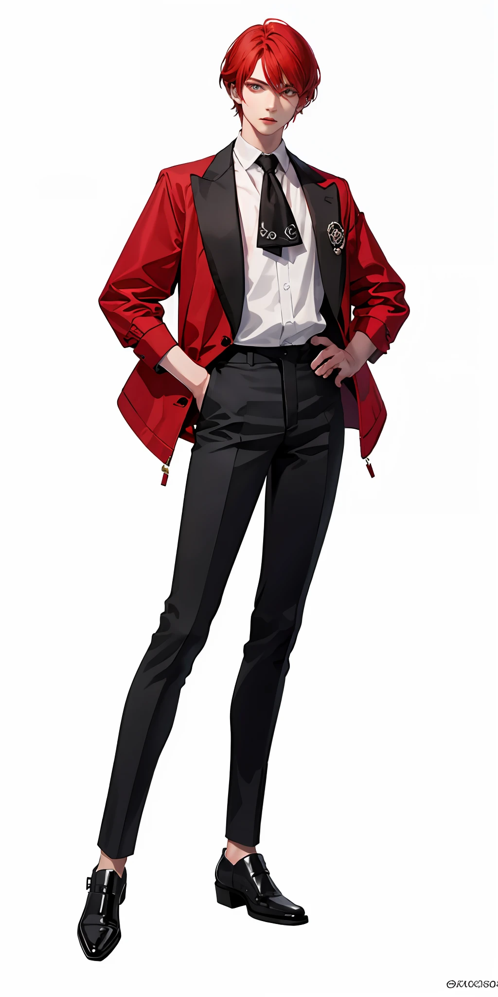semi-realistic,1boy,scary clothes,white background,clown,full body,killer,red hair