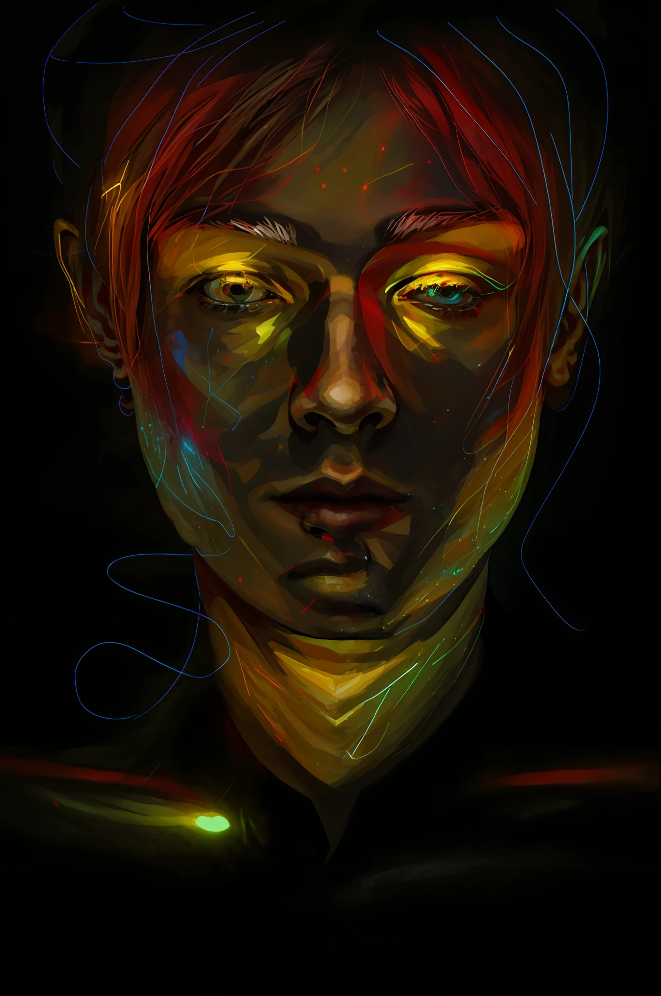 a close up of a person with a glowing face and a neon head, an expressive digital painting, the nonlinear. digital painting, portrait of a digital shaman, #1 digital painting of all time, # 1 digital painting of all time, portrait digital art, digital painting - n 5, smooth. digital painting, face illuminated, digital portrait, detailed glowing head