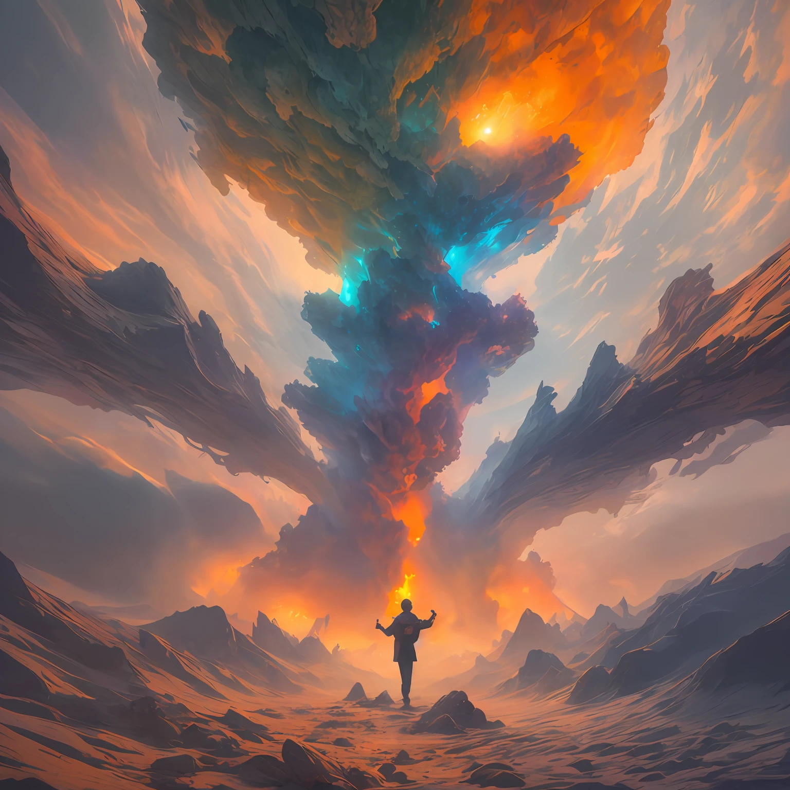 The universe making aware of its existence, children of the source, a thousand forms, ((rendering of characters, ultra high quality model, ethereal background, abstract beauty, explosive volumetric, oil painting, heavy strokes)) --auto