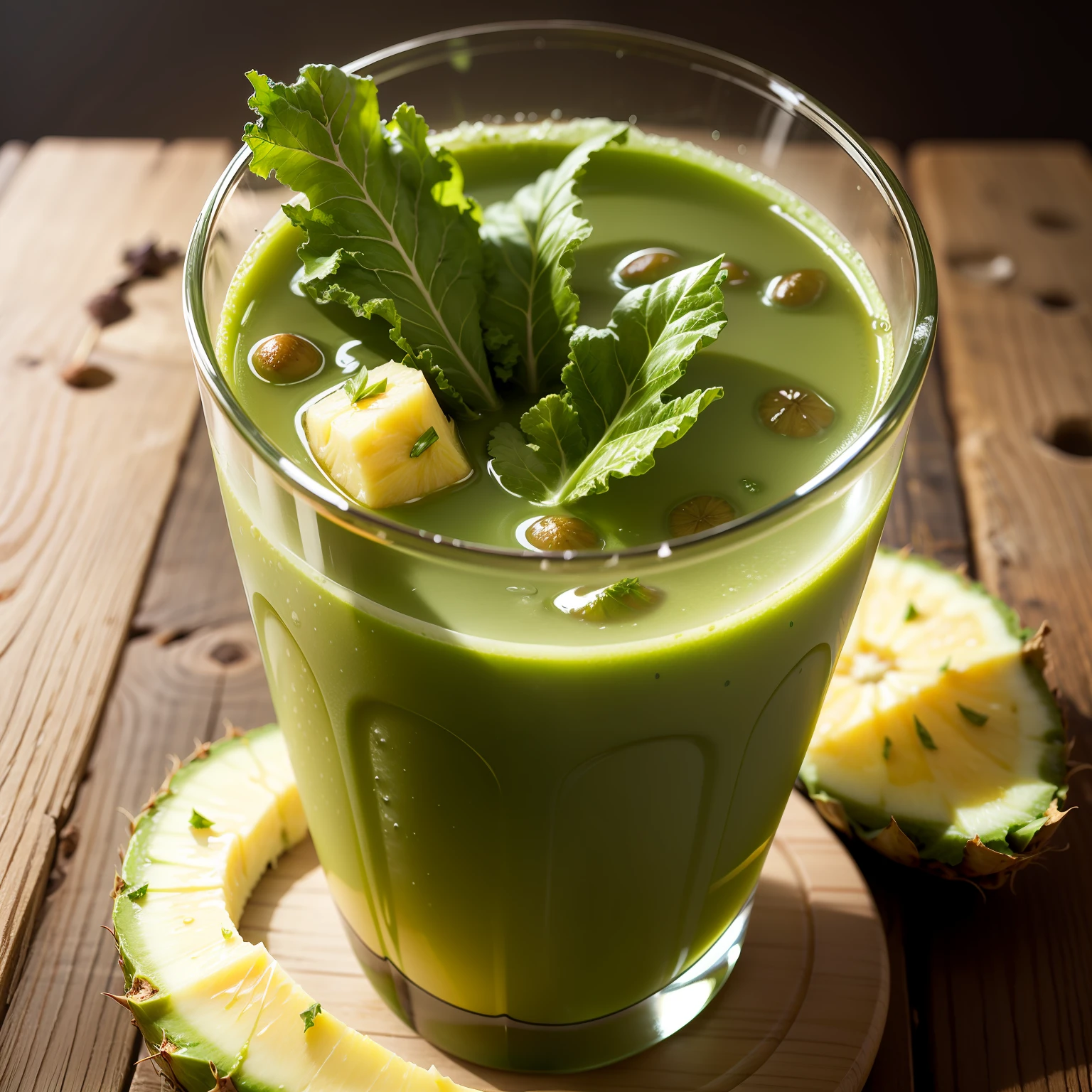 Kale detox juice with realistic pineapple --auto