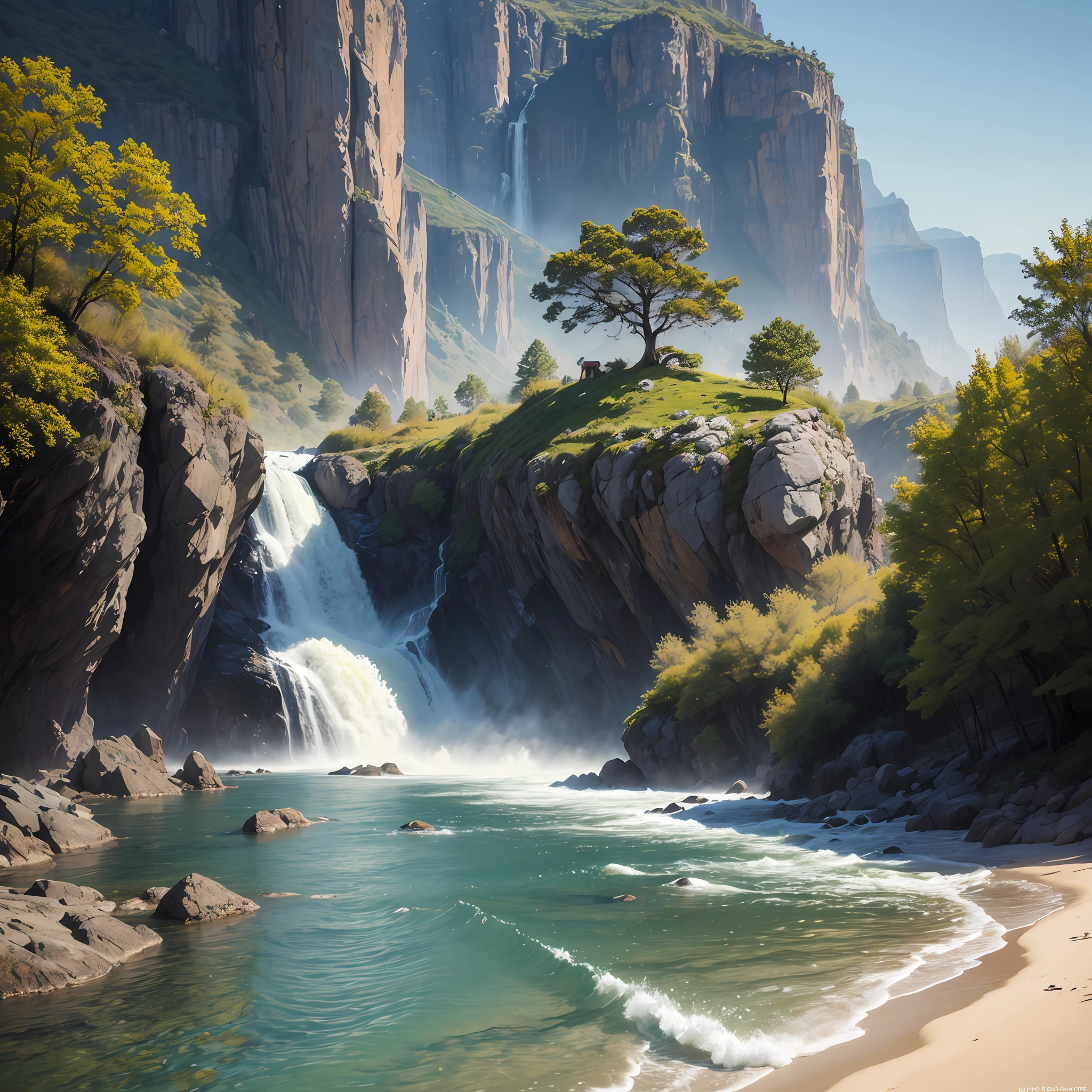 landscape,water,(extremely detailed CG unity 8k wallpaper), most beautiful artwork in the world,professional majestic oil painting,intricate, High Detail, Sharp focus, dramatic, photorealistic painting art --auto