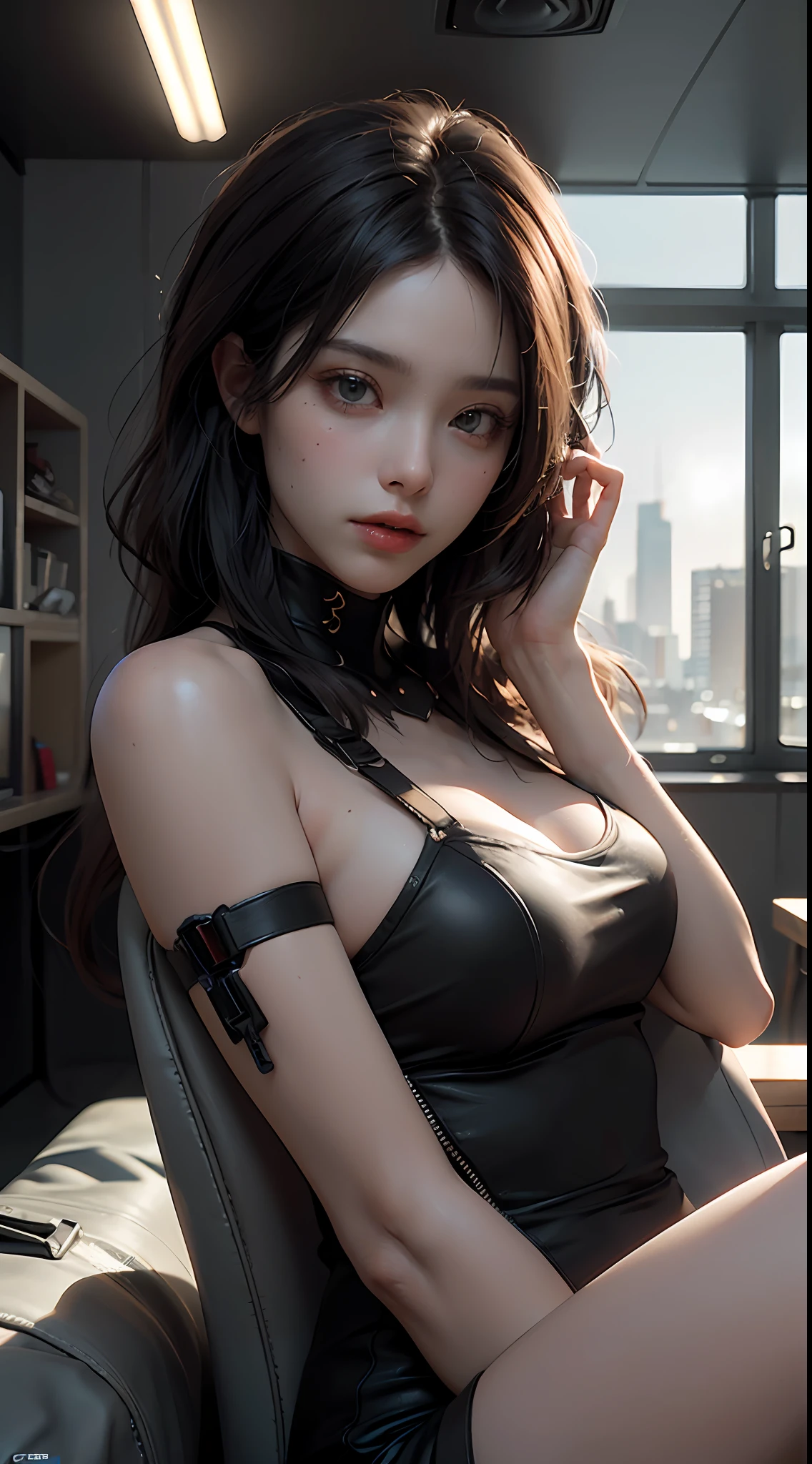 ((Best quality)), ((masterpiece)), (detailed:1.4), 3D, an image of a beautiful cyberpunk female,HDR (High Dynamic Range),Ray Tracing,NVIDIA RTX,Super-Resolution,Unreal 5,Subsurface scattering,PBR Texturing,Post-processing,Anisotropic Filtering,Depth-of-field,Maximum clarity and sharpness,Multi-layered textures,Albedo and Specular maps,Surface shading,Accurate simulation of light-material interaction,Perfect proportions,Octane Render,Two-tone lighting,Wide aperture,Low ISO,White balance,Rule of thirds,8K RAW,