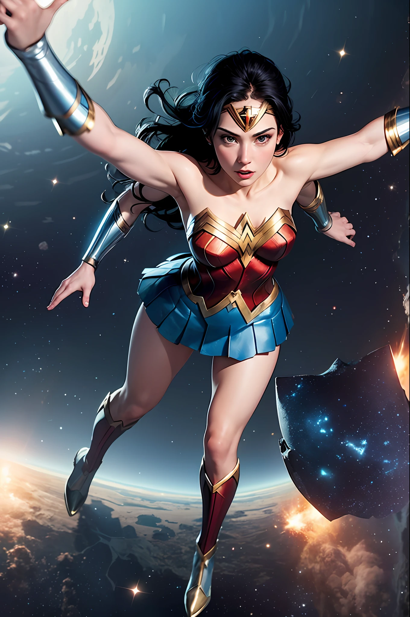wonderwoman , in space , from above