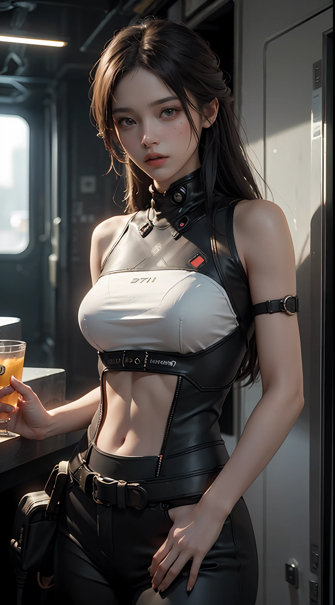 ((Best quality)), ((masterpiece)), (detailed:1.4), 3D, an image of a beautiful cyberpunk female,HDR (High Dynamic Range),Ray Tracing,NVIDIA RTX,Super-Resolution,Unreal 5,Subsurface scattering,PBR Texturing,Post-processing,Anisotropic Filtering,Depth-of-field,Maximum clarity and sharpness,Multi-layered textures,Albedo and Specular maps,Surface shading,Accurate simulation of light-material interaction,Perfect proportions,Octane Render,Two-tone lighting,Wide aperture,Low ISO,White balance,Rule of thirds,8K RAW,