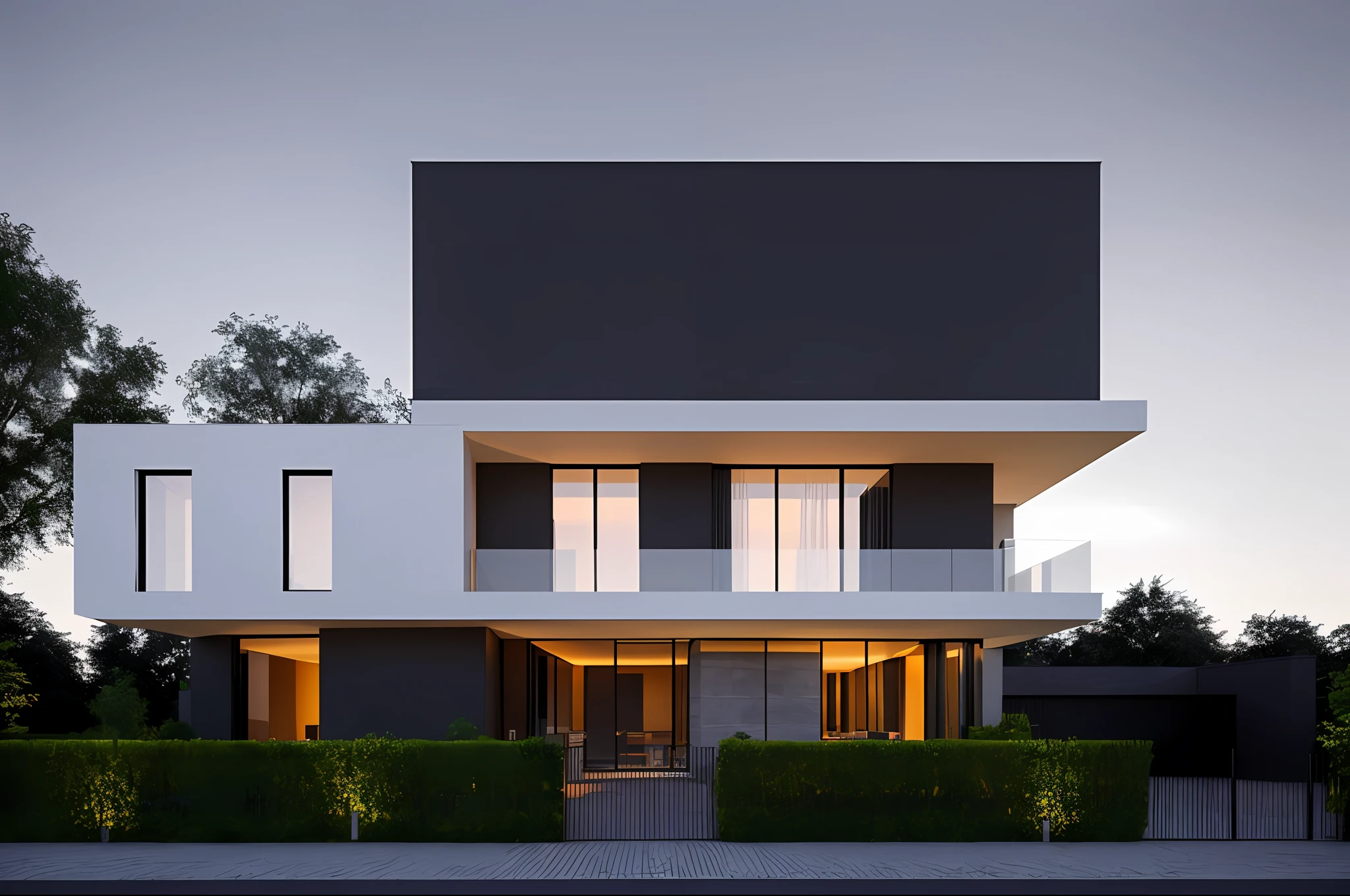 modernvilla, blackandwhite, cars, cloud, sunset, trees, vine, architecture, construction, vivid color, masterpiece, best quality, super detailed, realistic, photorealistic, 8k, sharp focus,
a photo of a building, led lights, minimalism