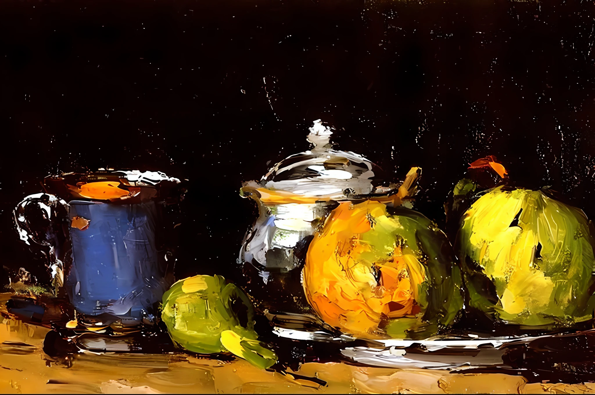 painting of a still life of fruit and a teapot on a table, by Paul Cezanne, by Paul Cézanne, a still life, cézanne style, ((still life)), still life, still life painting, by Robert Henri, manet, by Georges Stein, by Édouard Manet, cezanne