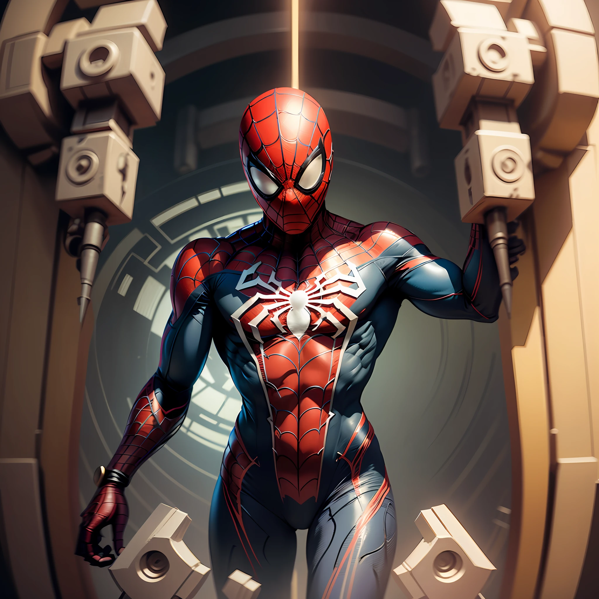 "Spider-Man in a robotic suit, showcasing his incredible strength and agility." --auto