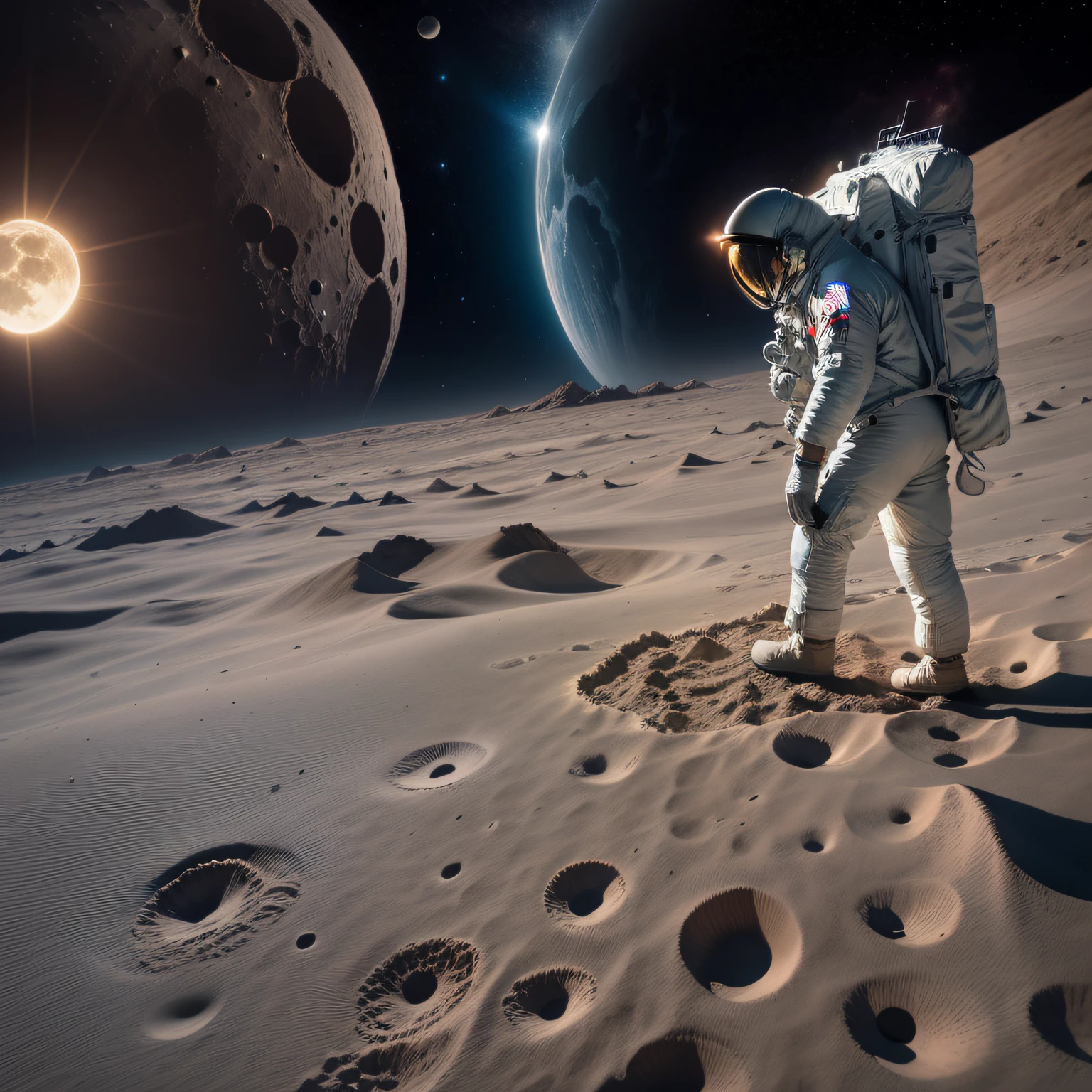 Astronaut walking on the moon