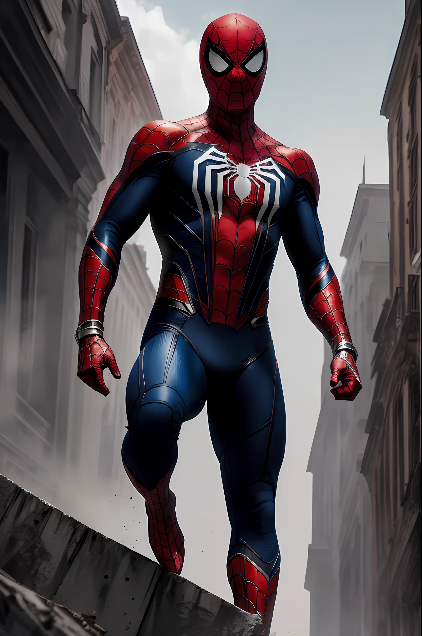 (16k, RAW photo, best quality, masterpiece: 1.2), ultra-detailed, formal art, photorealism: 1.37, upper body photo, (tom cruise, super hero beauty spider-man DC, grain film, action pose