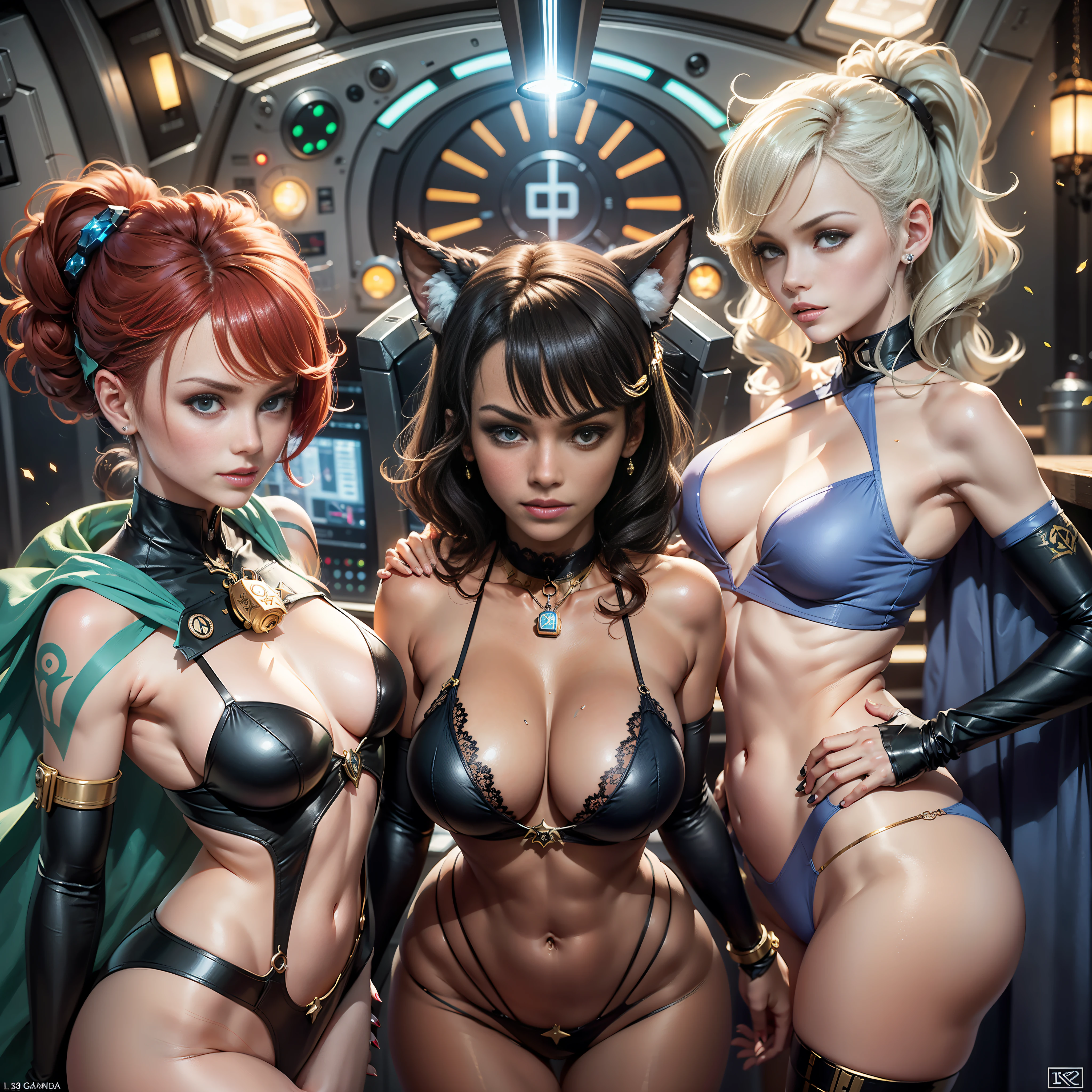 strange chaos Galaxy Star Sun Station-Port War Will-o'-the-wisp Goddess Queen Conceptual backlight:1.5 scene "Star Trek" Deep Space Ship Pilots "Heavy Metal" Devastating cyberpunk Trekkies mature female athletes "luis Royo" dazzling Admiral slow-motion marchants richly decorated Cosplay Royale "Zoë Saldana" "Nichelle Nichols" "Annika Hansen" jacket cowboy 38years sunLight luminescence ultra:1.5 pro-Photorealistic:1.5 optimal:1.5 qualities:1.5 details:1.5 accurate:1.5 DSLR:1.5 resolution:1. 5 max:1.5 perfection:1.5 volumetric:1.5 graduated:1.5 sharpness:1.5 improved:1.5 Octane_rendues:1.5 UHD XT3 16K DSLR HDR unrealengine5 saturate:1.5 analog shadows:1.5 3dcg body:1.5 symmetrical athletes oiling face:1.5 cheekbones effects embarrassed indigos eyeliner sapphires beautiful:1.5 dark eyes pupils black brown retina lazulis opals iris turquoise mouth open teeth obvious smiles hairstyles short bangs ecstatic floating jacket fixed eccentric cape levitating shoulders-off shirt lace clavicles white papillotes embroidered breasts varied:1.5 pointed satin bikini:1.5 corsait sundrop navy thick felther skirts matching silks ample spinels swinging navel waist waist-belts-Chastity padlock Gold decorated silver agate revealing pubis scarlet pubis-hairy underwear:1.5 garters snaps legs legs boots stainless steel gothic thick onyx magic:1.5 ruby summons:1.5 incandescents toy CGSCOSITY flowering equirectangular background 360 Crystalline flying Enterprise NCC-1701 Star-Trek Micro Recorder flash (EOS R6 135mm 1/1250s f/2.8 ISO400) pistol-Phaser NCC-1701-42 shoot phaser Mechanized adaptable Canon-ion Borg mannequins Seven-of-Nine dramatic straight dressed armor heavy chrome metallic flat sensor rune lava bands antenna engravings Tourmaline glyphs plasma fathoms brass copper fullbodye "Star-Trek" chef-d'work Michelangelo coat of arms heart Earth hearth Bruce-Weber women tattoo raw nsfw etc.