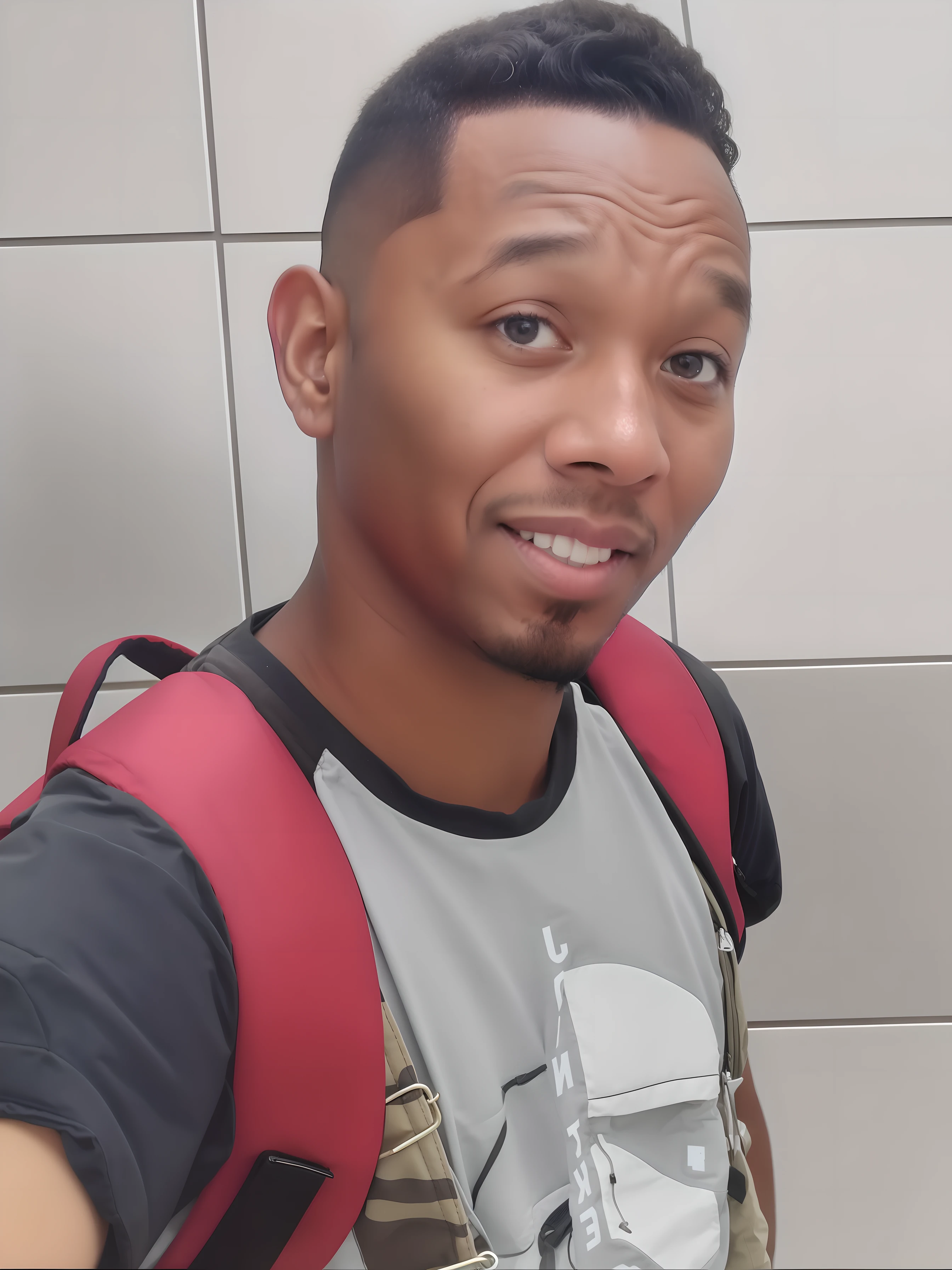 man with a backpack from the future taking a selfie on a white background, taken in early 2020, profile picture, 2 7 years, headshot profile picture, 3 2 years, taken in the late 2010s, profile picture, 2 9 years, George Pemba, 2 8 years, 3 6 years