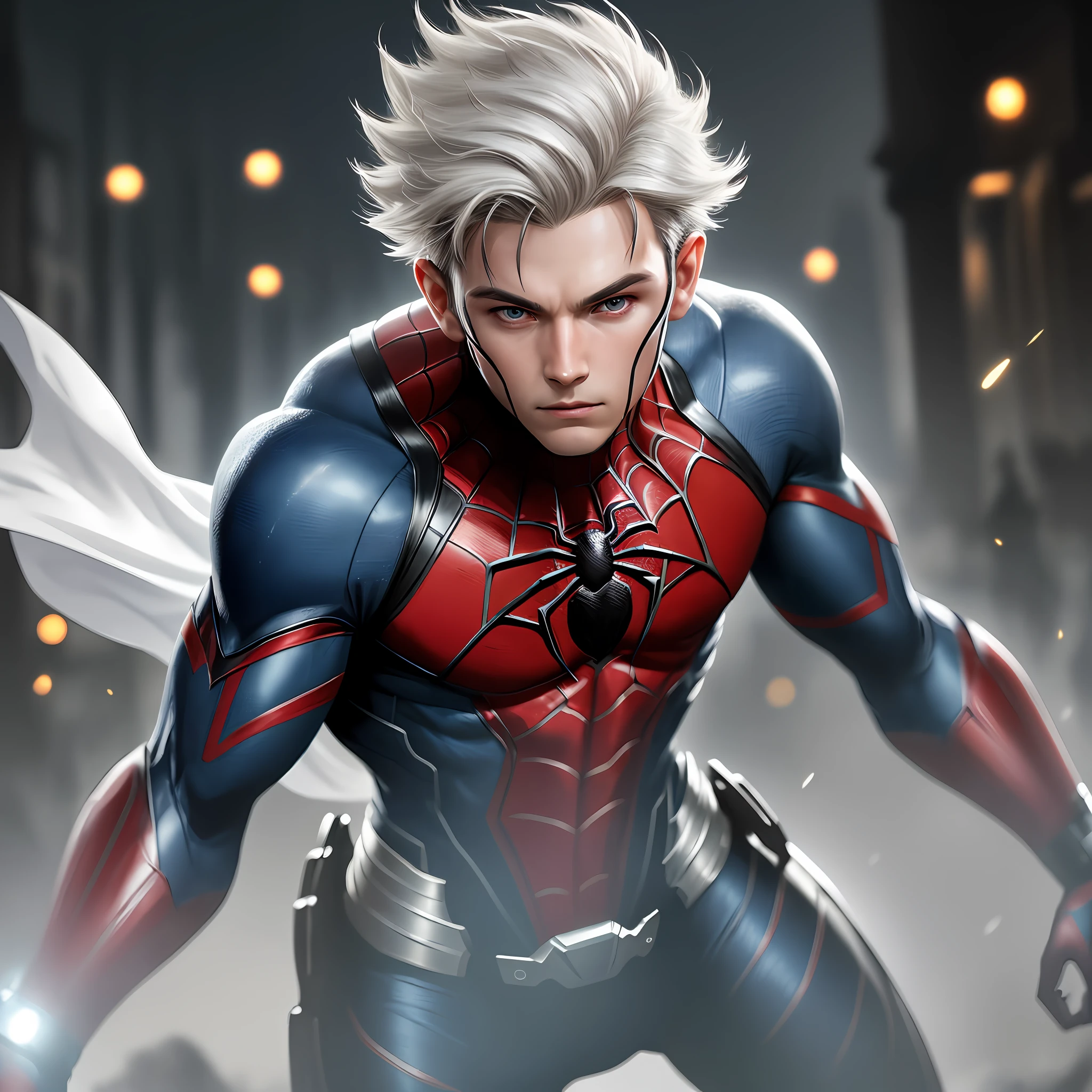 Boy, 6 years old, white, little hair, like spider boy8k, high resolution, detailed face, detailed face, detailed eyes, detailed costume, Marvel and DC style, hyper-realistic, + cinematic shooting + dynamic composition, incredibly detailed, sharp, detailed + superb details + night with light + perfectionism + award-winning realism