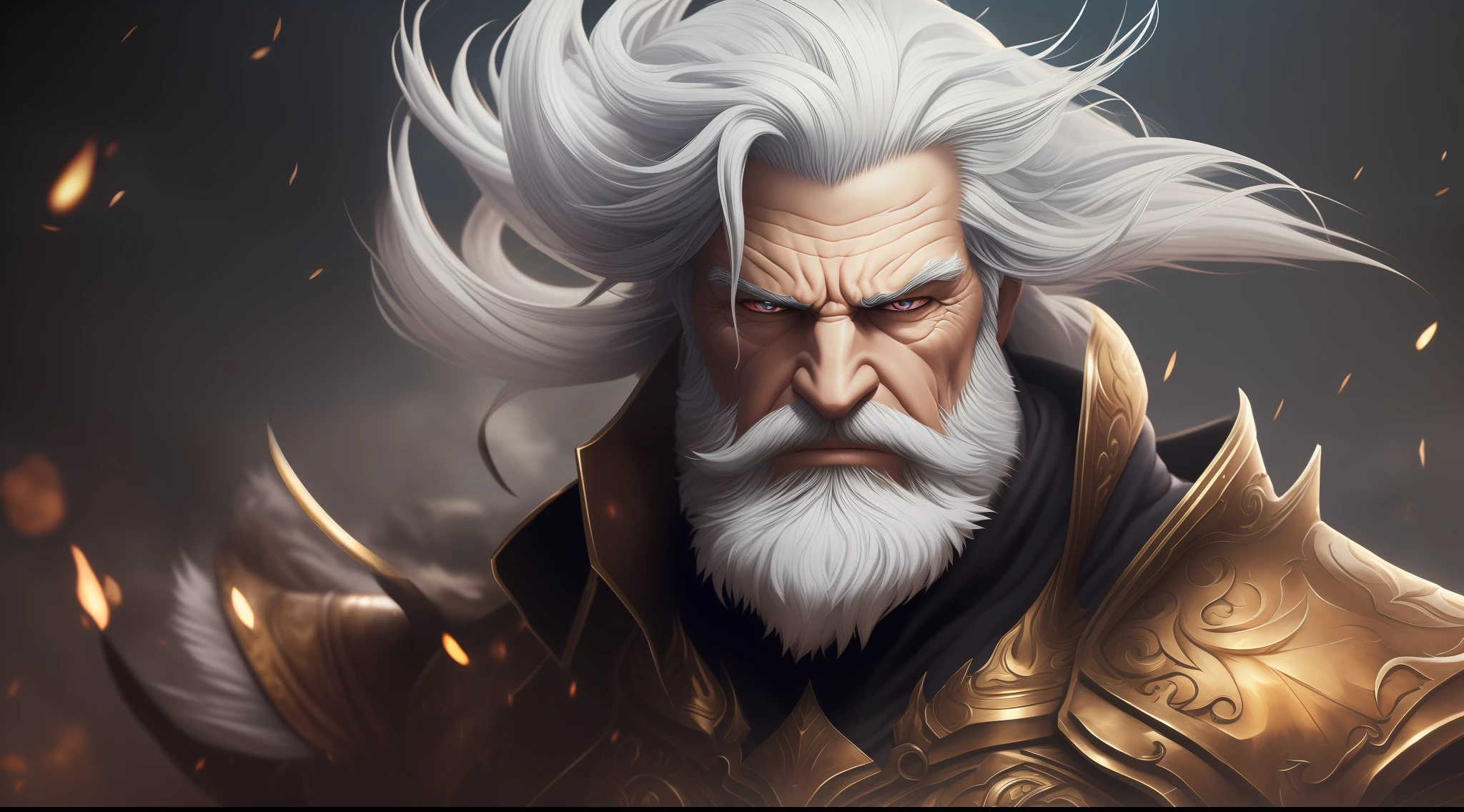 (extremely detailed CG unit 8k wallpaper, masterpiece, best quality, ultra-detailed), better lighting, better shadow, an elder with white hair and big white beard