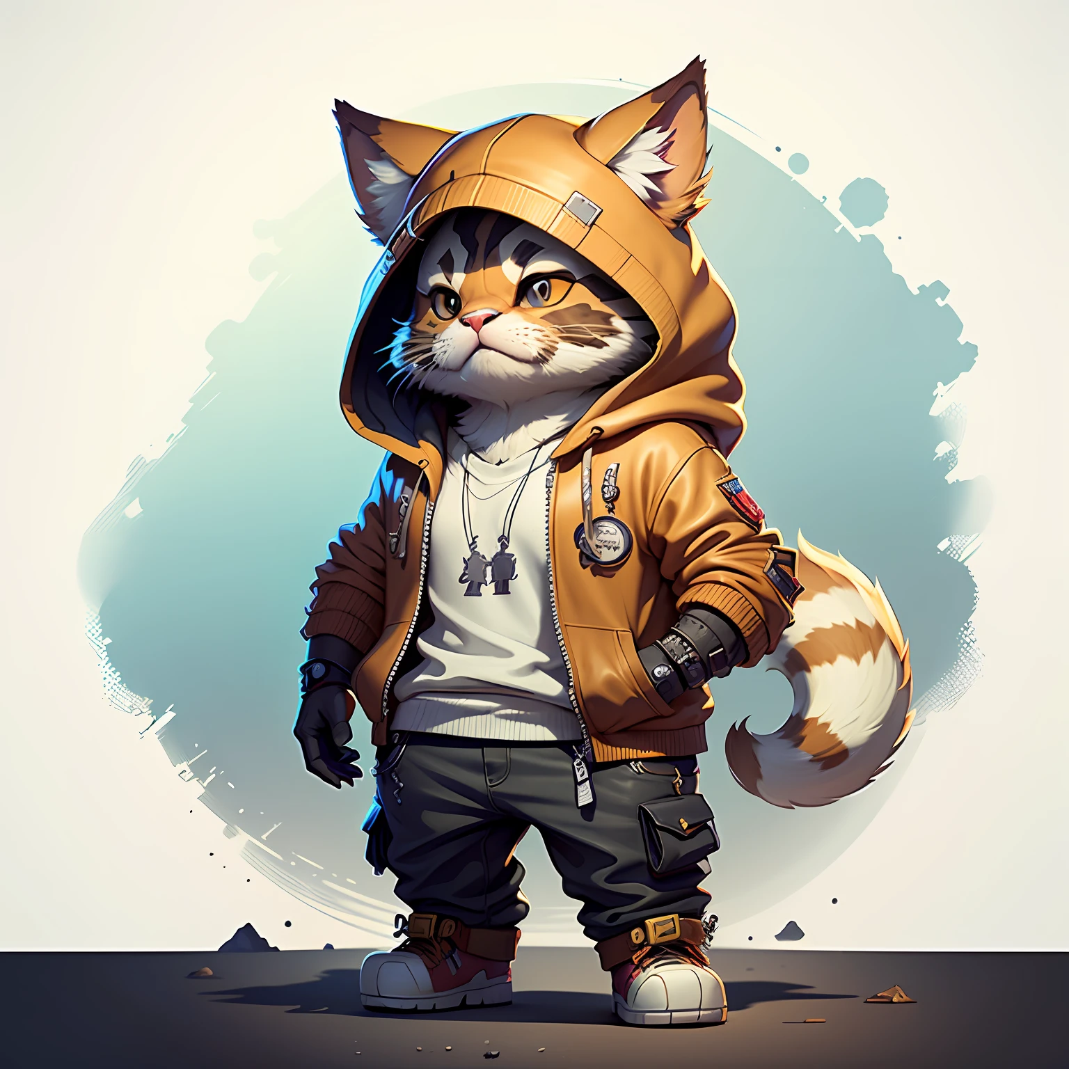 random animal is hip hop musician, standing in full growth, (extremely detailed CG unity 8k wallpaper, best quality, ultra-detailed image, excellent illustration, extremely graceful and beautiful, high resolution, dynamic viewing angle, dynamic posture