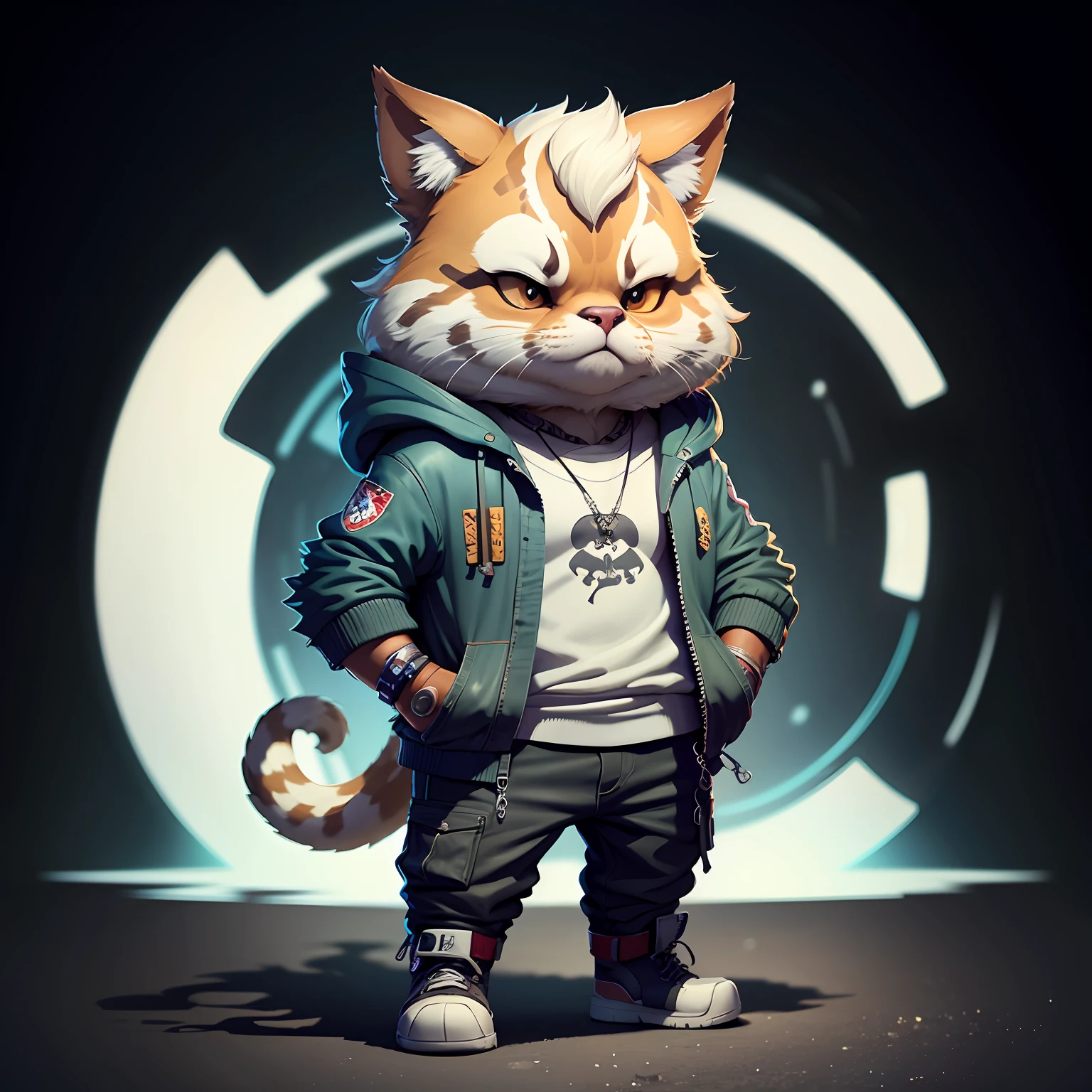 random animal is hip hop musician, standing in full growth, (extremely detailed CG unity 8k wallpaper, best quality, ultra-detailed image, excellent illustration, extremely graceful and beautiful, high resolution, dynamic viewing angle, dynamic posture