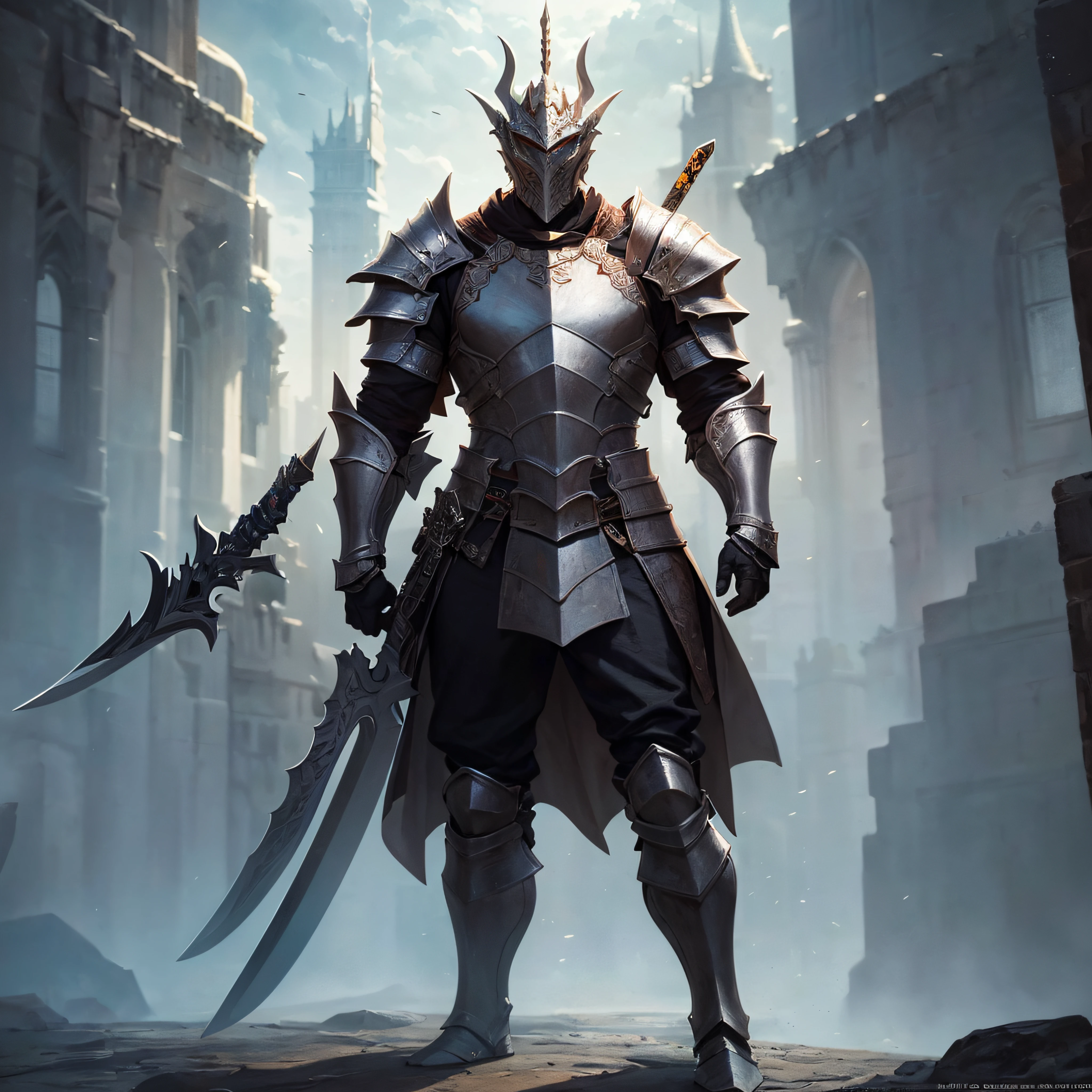 arafed image of a man in armor holding a sword, ares with heavy armor and sword, picture of an adult male warrior, armoured warrior, armored warrior, male warrior, fantasy warrior, infinity blade concept art, infinity blade armor, strong fantasy knight, detailed game art, fantasy warrior in full armor, warrior dnd character, detailed game art illustration, thief warrior
