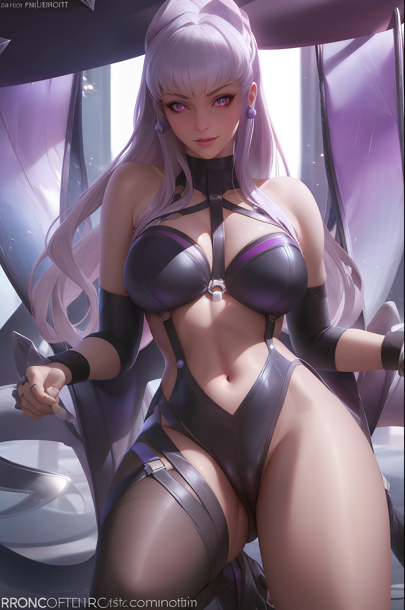 ((best quality)), ((masterpiece)), ((realistic)), (detailed), highly detailed skin, 1girl, K/DA all out Evelynn,All out alternate outfit,kpop,popstar ,navel, midrift, stunning gradient colors, no watermark signature, detailed background, insanely detailed, , ((masterpiece)), HDR, spreading legs,slutty expression,bitch,pornstar, league of legends,topless,big breasts,moaning,lewd,legs spread wide, spreading legs wide,purple colour outfit,bikini,bra and panty,summer,camel toe